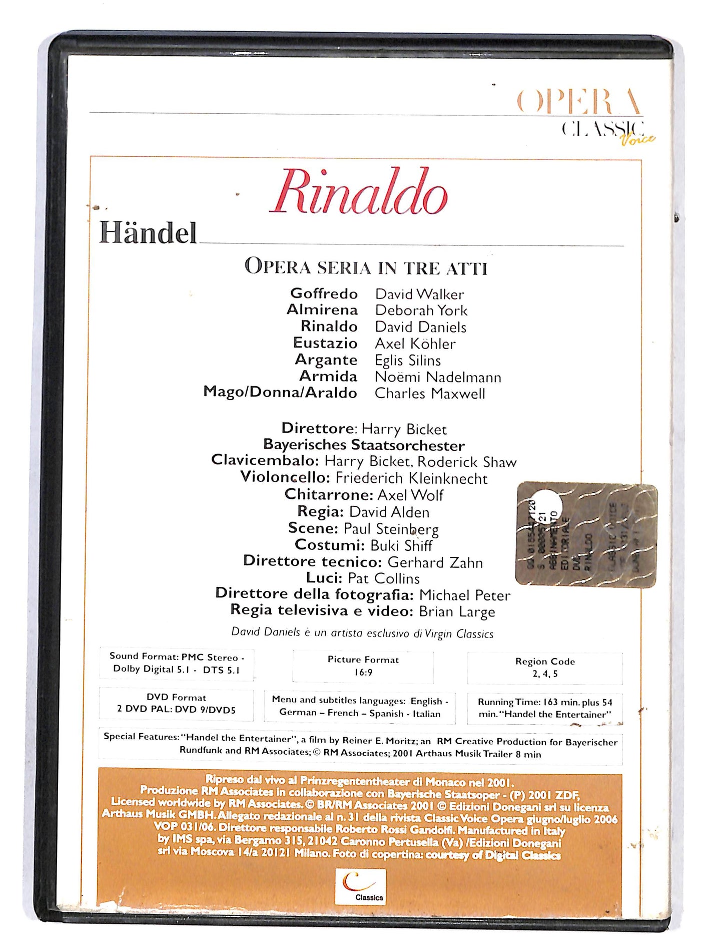 EBOND Opera Classic voice Rinaldo Handel EDITORIALE DVD DB654216