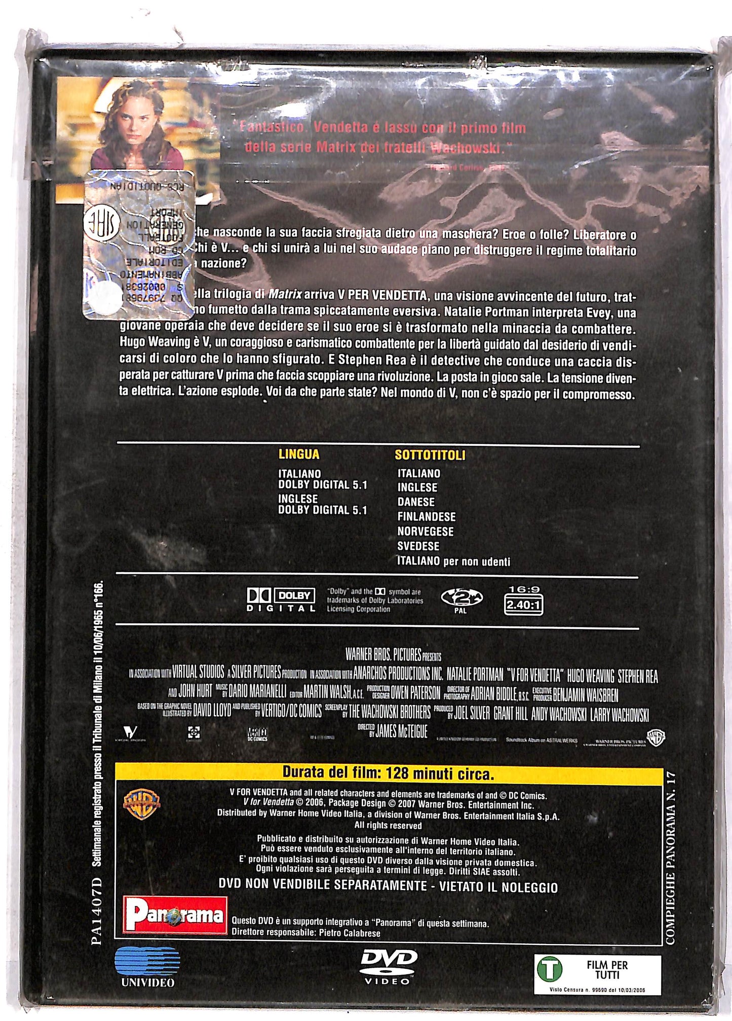 EBOND V per Vendetta EDITORIALE DVD DB658406