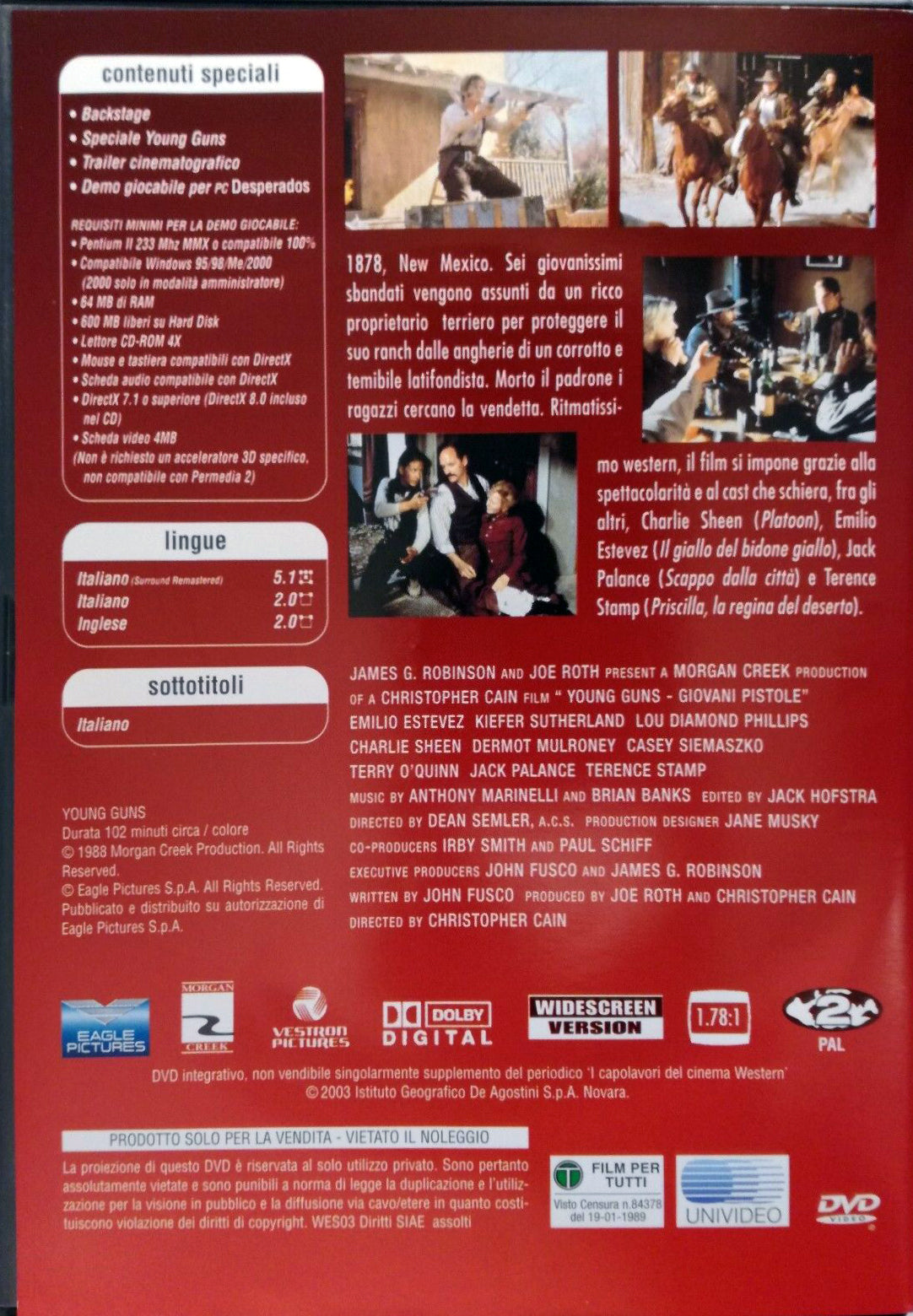 EBOND Young Guns - Giovani Pistole [Editoriale DeAgostini] DVD DB658812