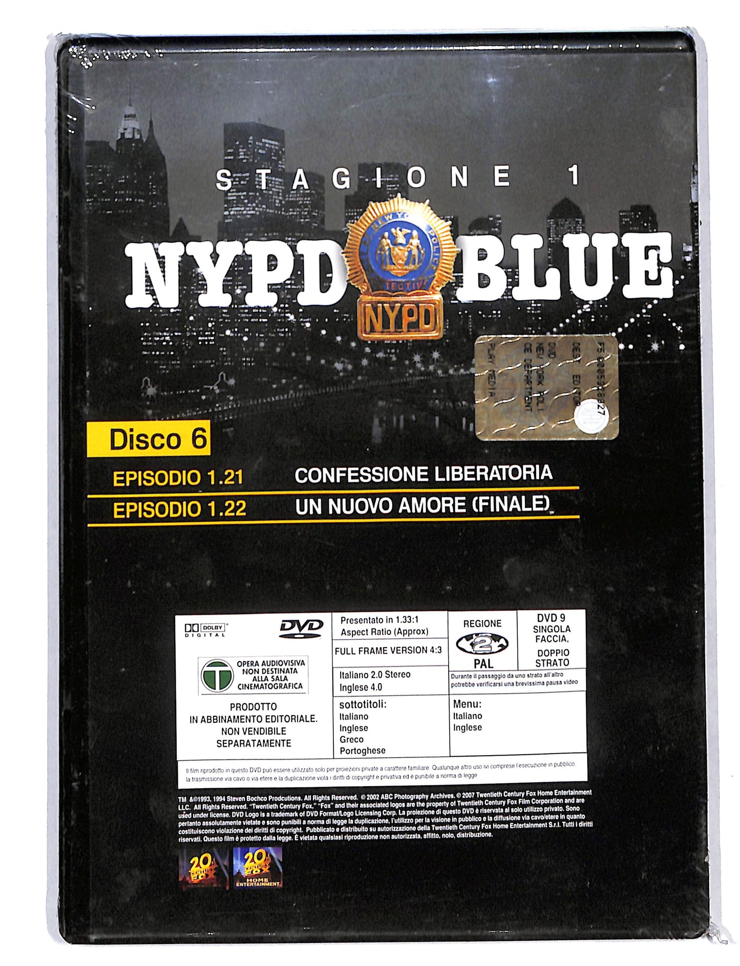 EBOND Nypd Blue stagione 1 disco 6 episodi 1.21-1.22 EDITORIALE DVD DB662724
