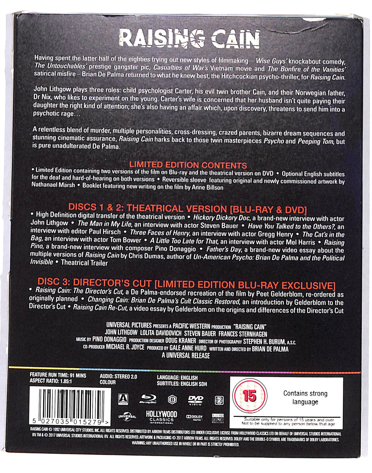 EBOND Raising Cain Edizione Regno Unito BLURAY DB664102