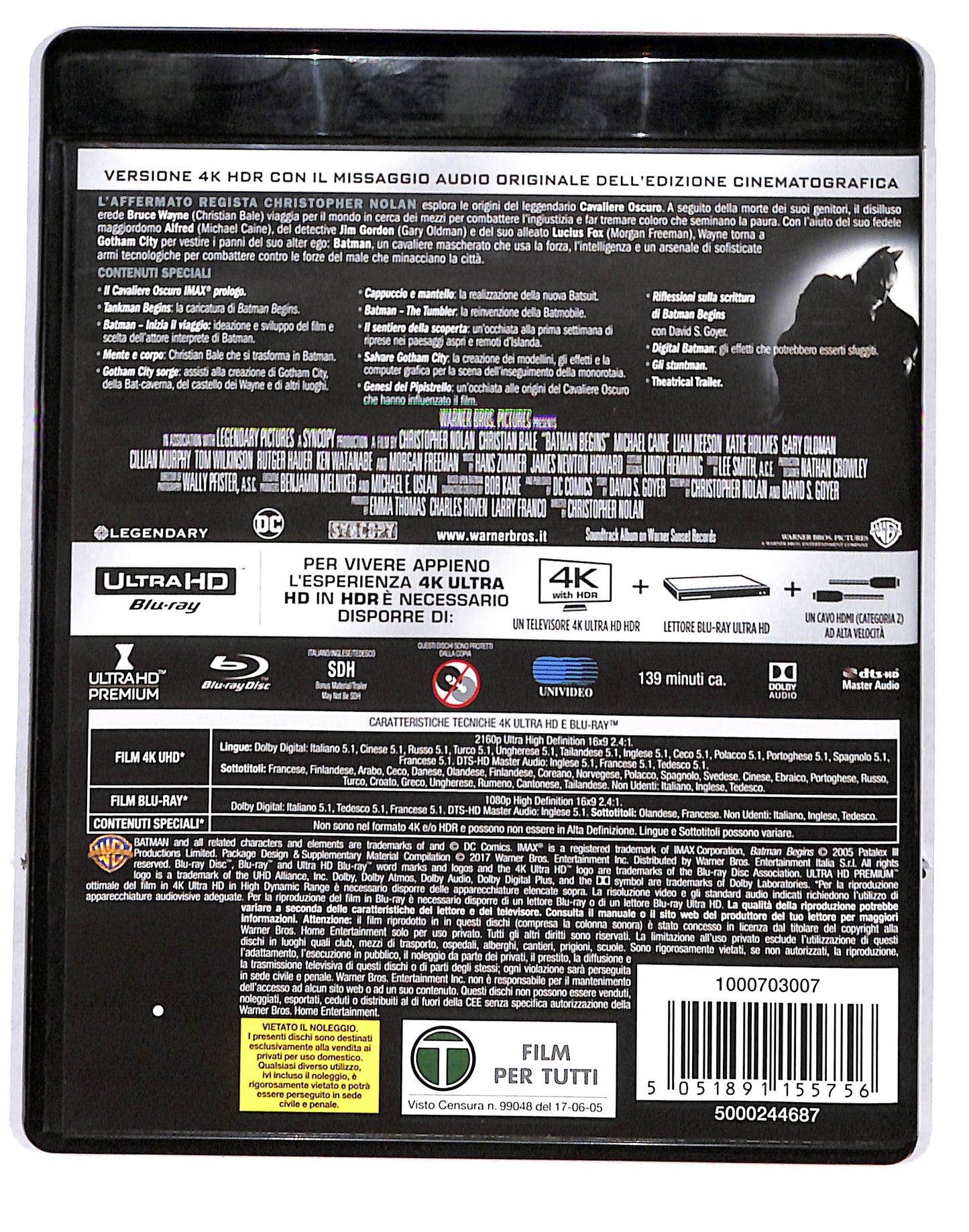 EBOND Batman Begins 4K Ultra-HD+BLURAY BLURAY DB664106