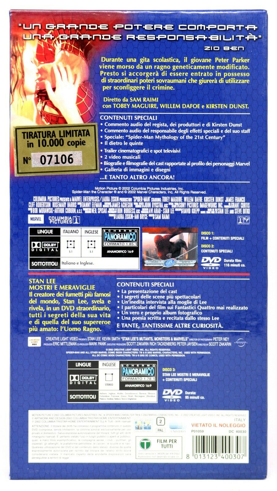 EBOND Spider - Man Limited Edition Tiratura Limitata n 07106 DVD DB664405