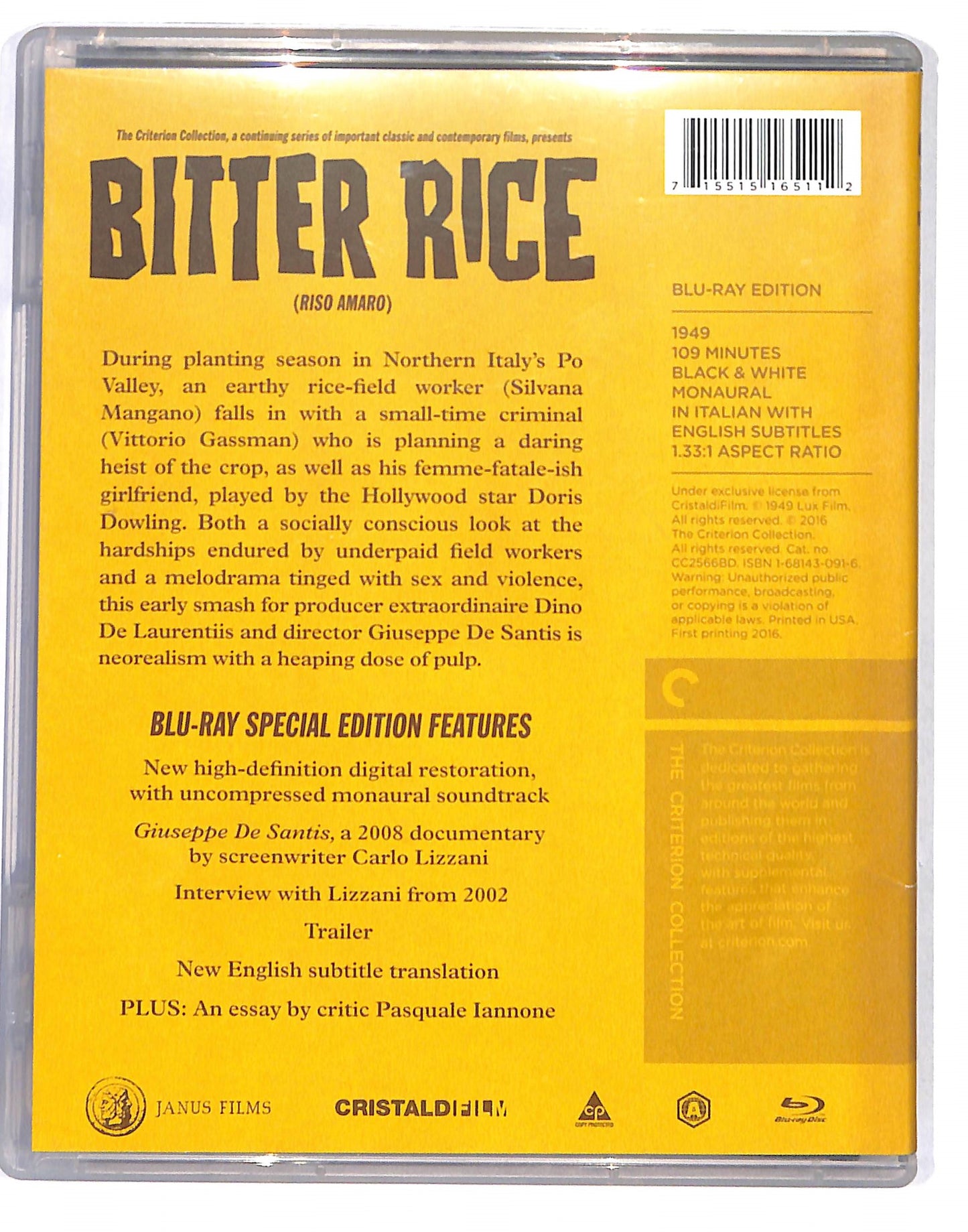 EBOND Bitter Rice Versione UK BLURAY DB664612