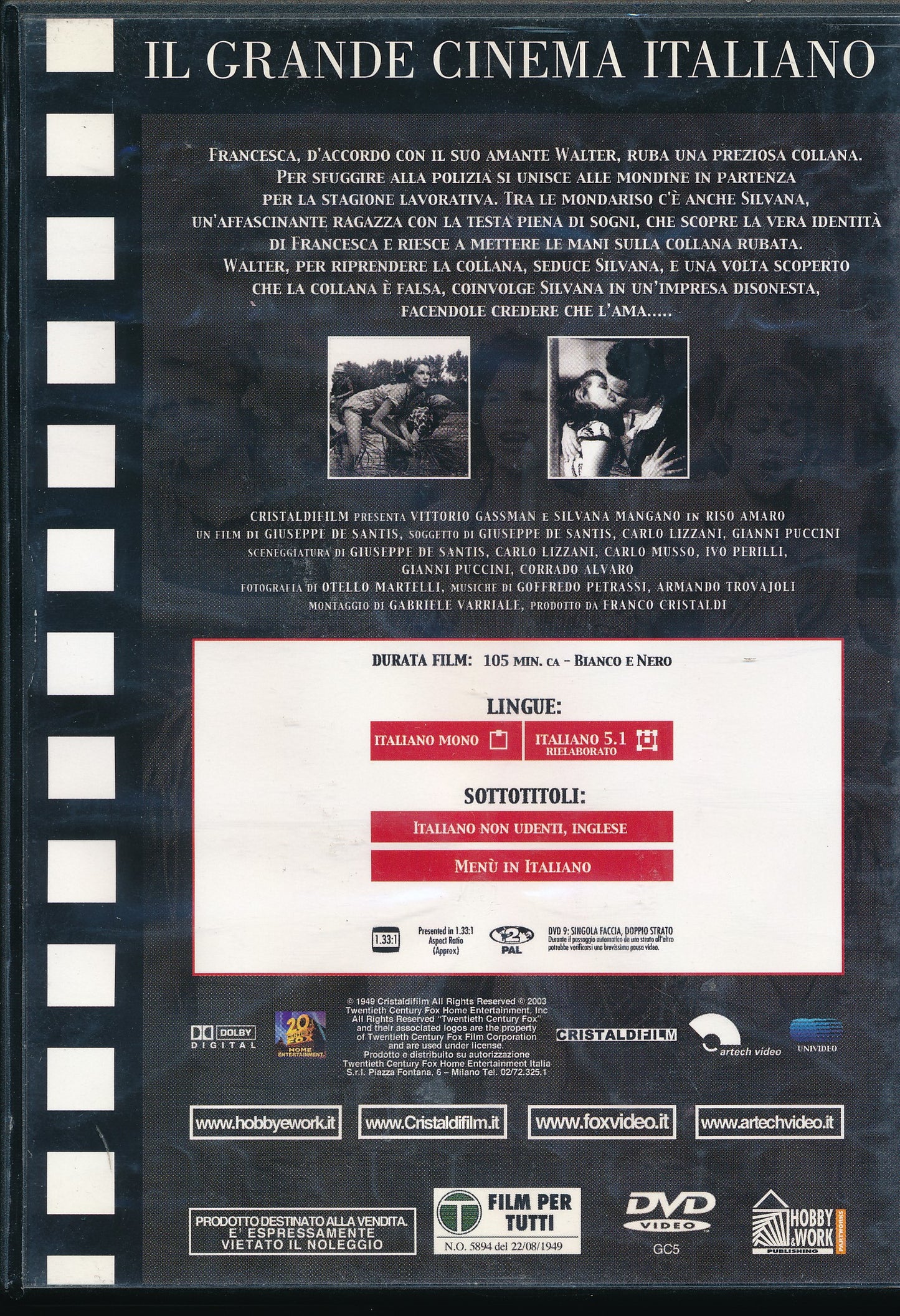 EBOND Riso Amaro (1951) [Edizione Restaurata e Rimasterizzata] DVD DB666920