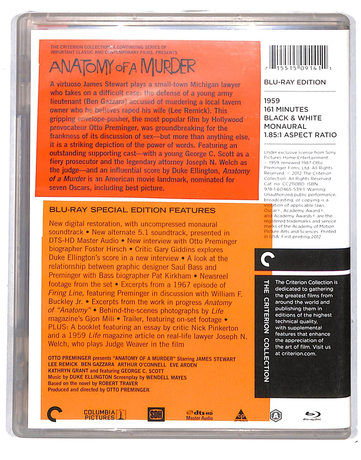 EBOND Anatomy of a Murder Edizione Stati Uniti BLURAY DB669451