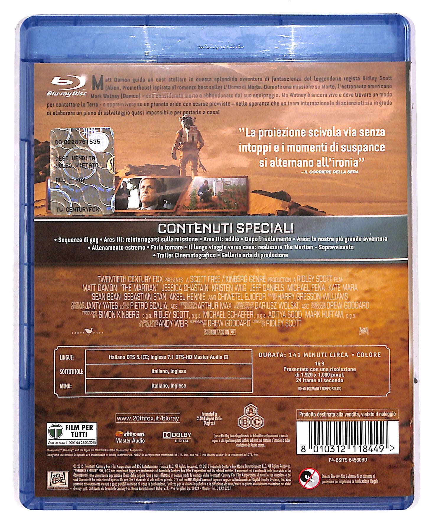 EBOND The Martian Sopravvissuto BLURAY DB672452