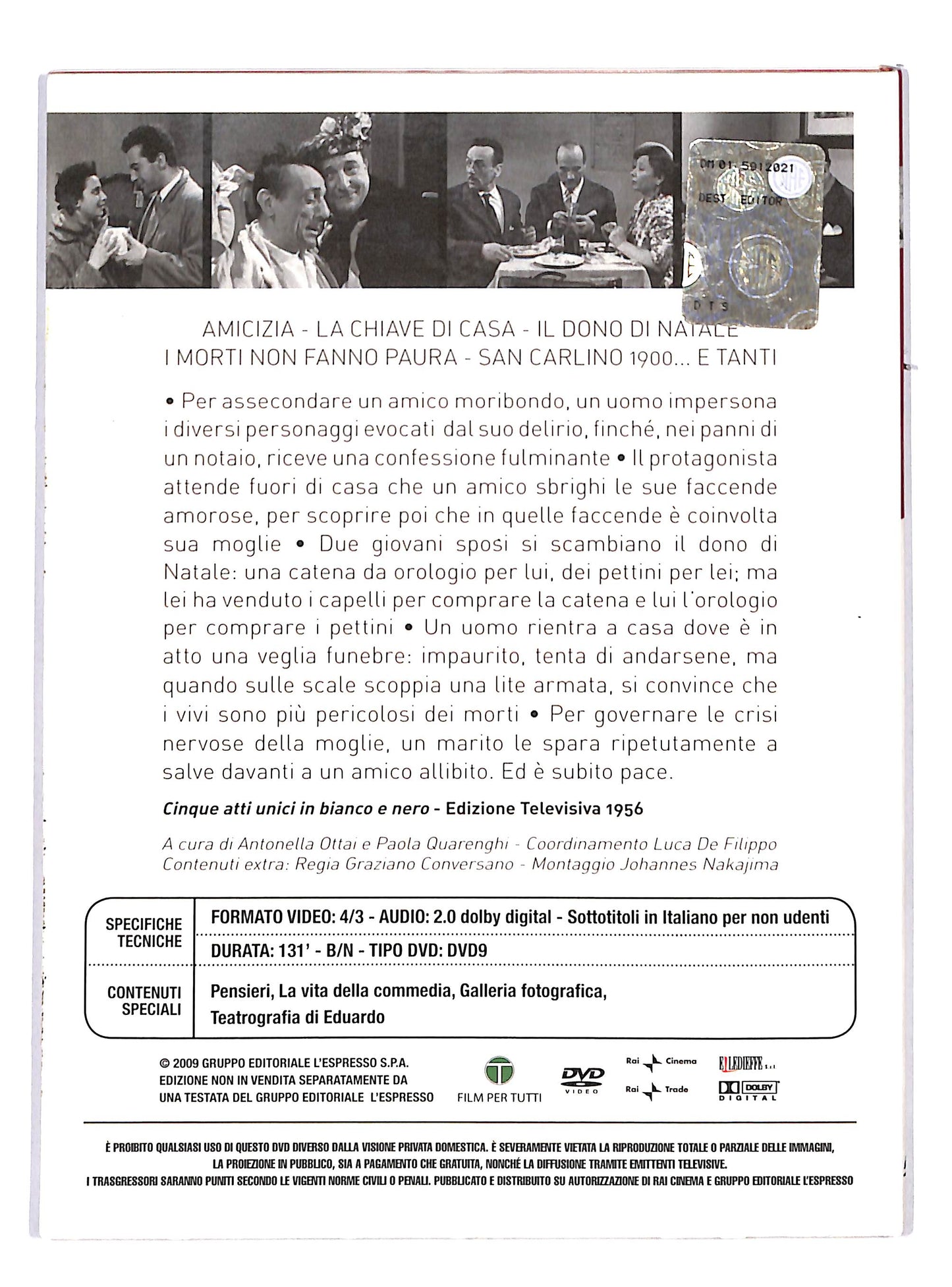 EBOND Le Commedie di Eduardo - cinque atti unici in bianco e nero DVD DB674480