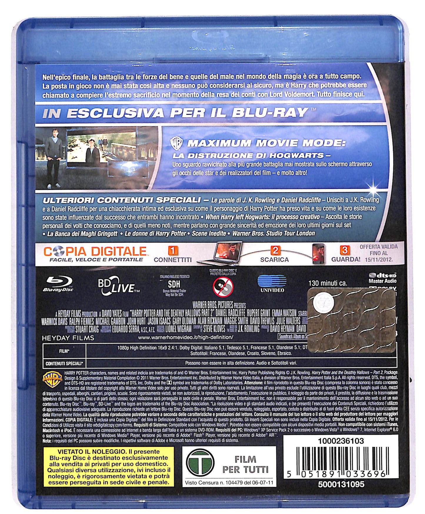 EBOND Harry Potter e i Doni della Morte - Prt. 2 2 BLURAY + BLURAY BLURAY DB674845