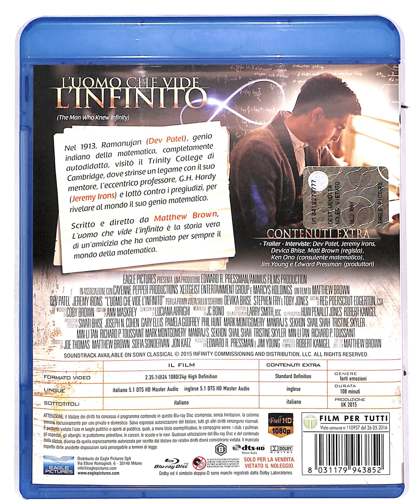 EBOND L'uomo che vide l'infinito BLURAY BLURAY DB674868