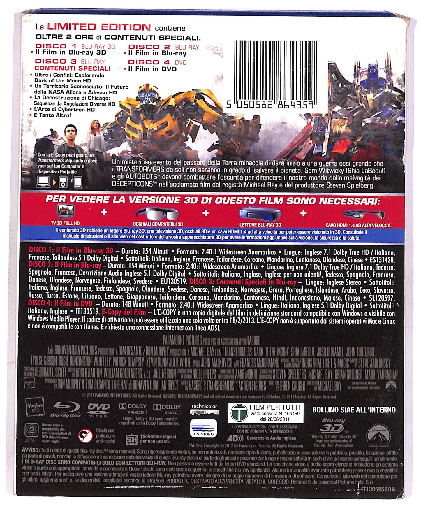 EBOND Transformers 3 Limited Edition 3D BLURAY BLURAY DB675937