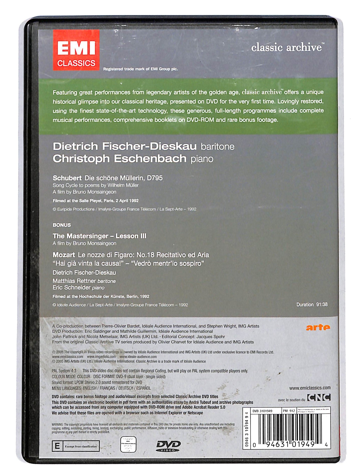 EBOND Dietrich Fischer-Dieskau Christoph Eschenbach DVD DB677342