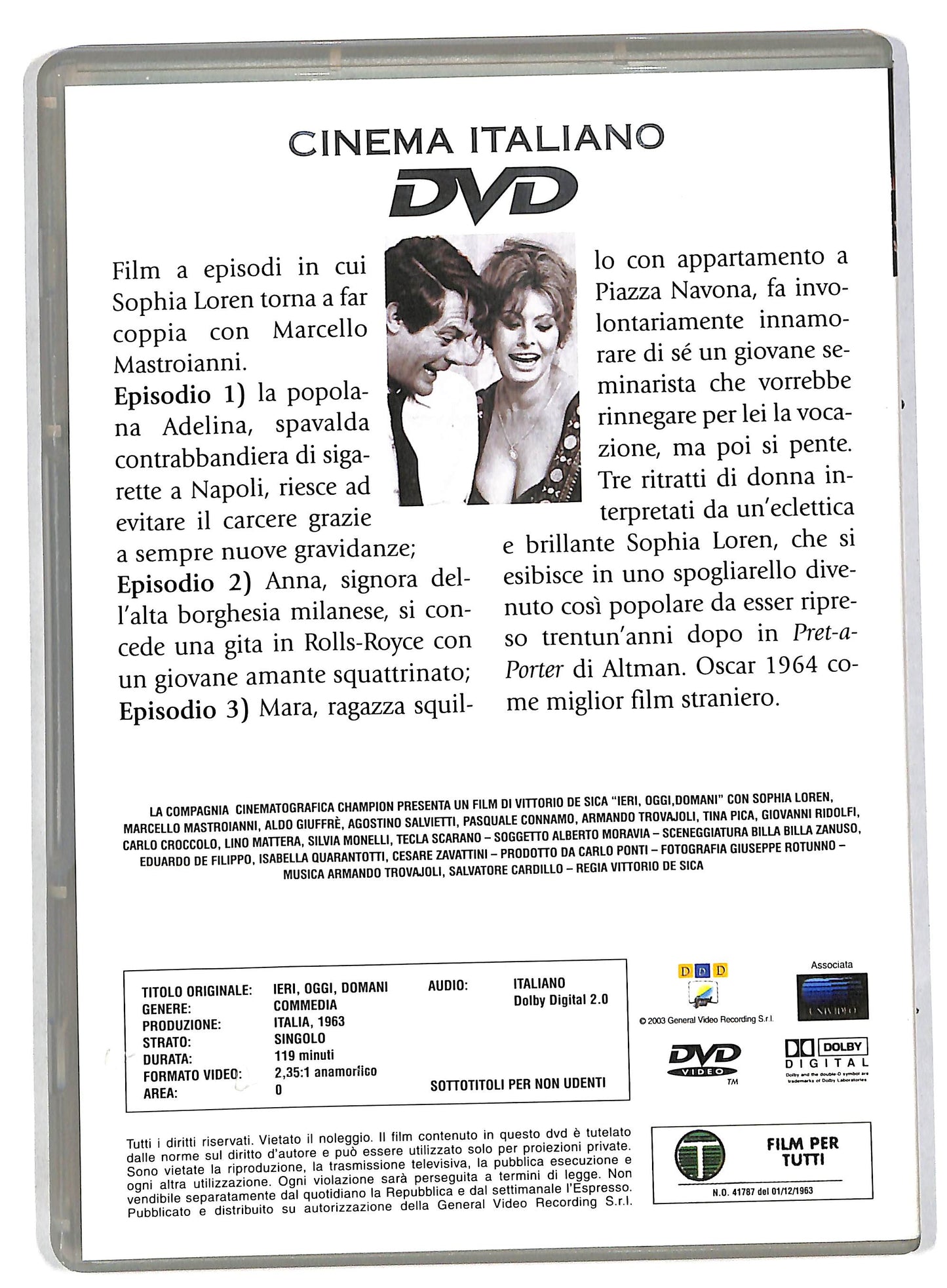 EBOND Ieri oggi domani EDITORIALE DVD DB678140