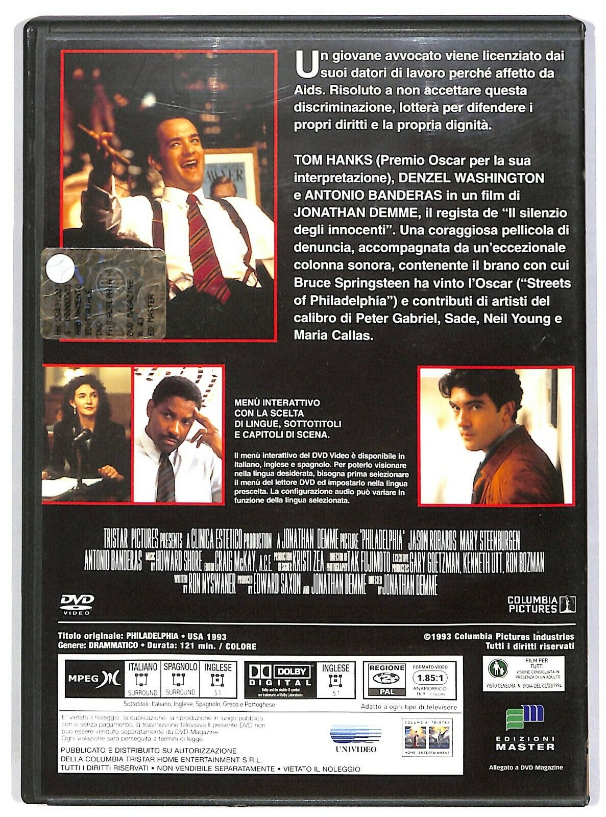 EBOND Philadelphia Con Tom Hanks, Denzel Washington Editoriale DVD DB682650