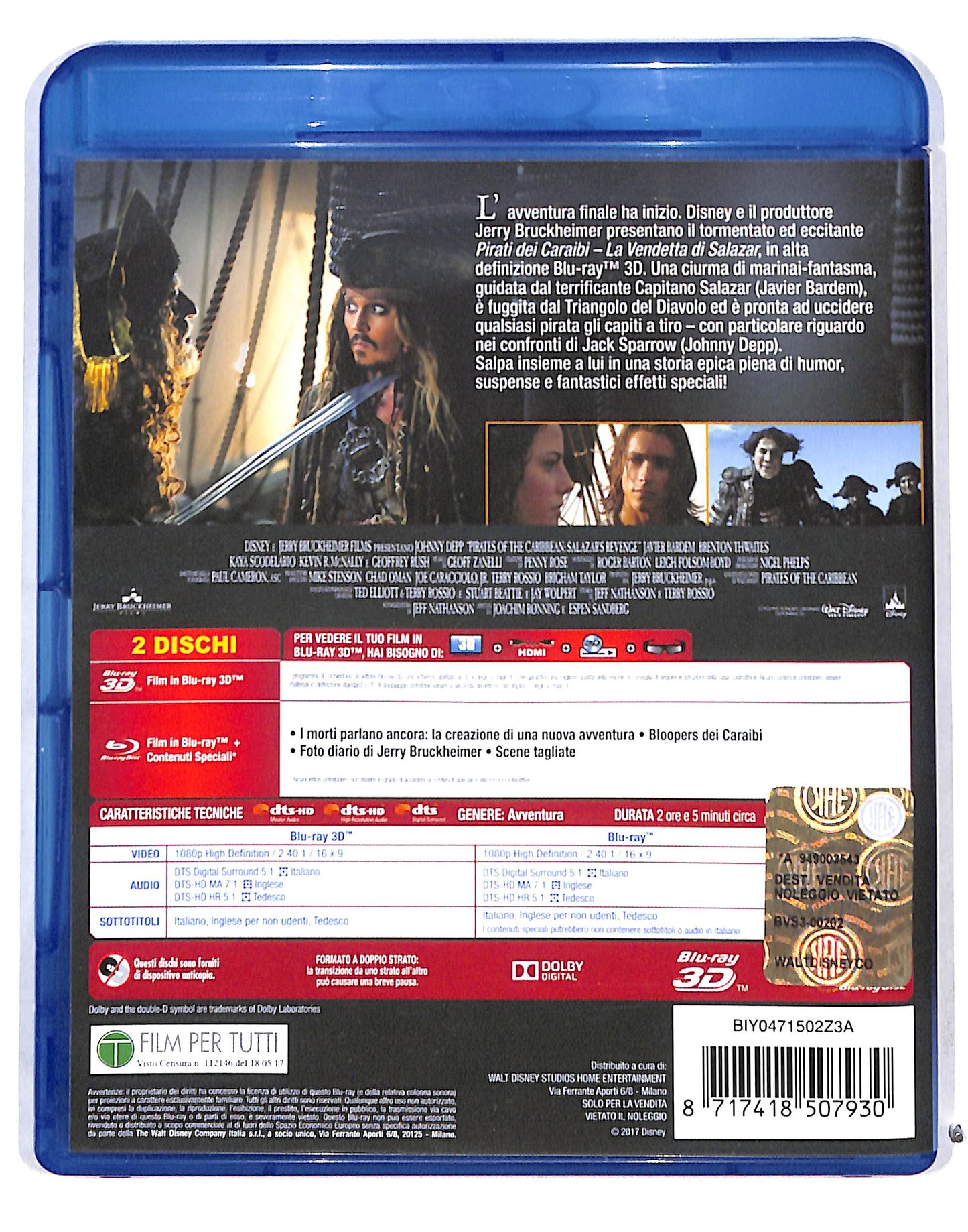 EBOND Pirati dei Caraibi La vendetta di Salazar BLURAY 3D BLURAY DB683722