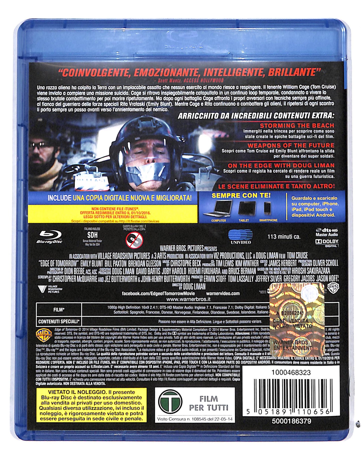 EBOND Edge Of Tomorrow Senza Domani + Copia Digitale BLURAY DB683727