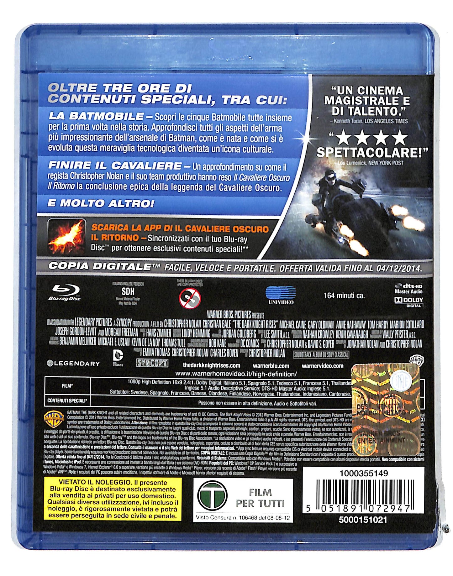EBOND Il cavaliere oscuro - Il ritorno COPIA DIGITALE + 2 BLURAY BLURAY DB683743