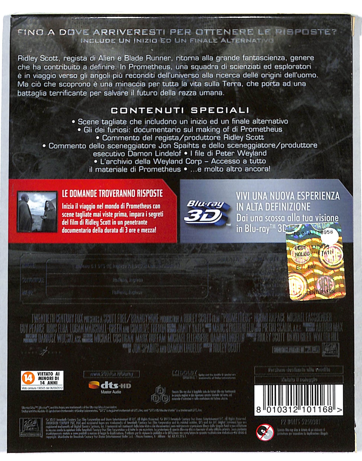 EBOND Prometheus BLURAY 3d +Copia digitale +Slipcase BLURAY DB683775