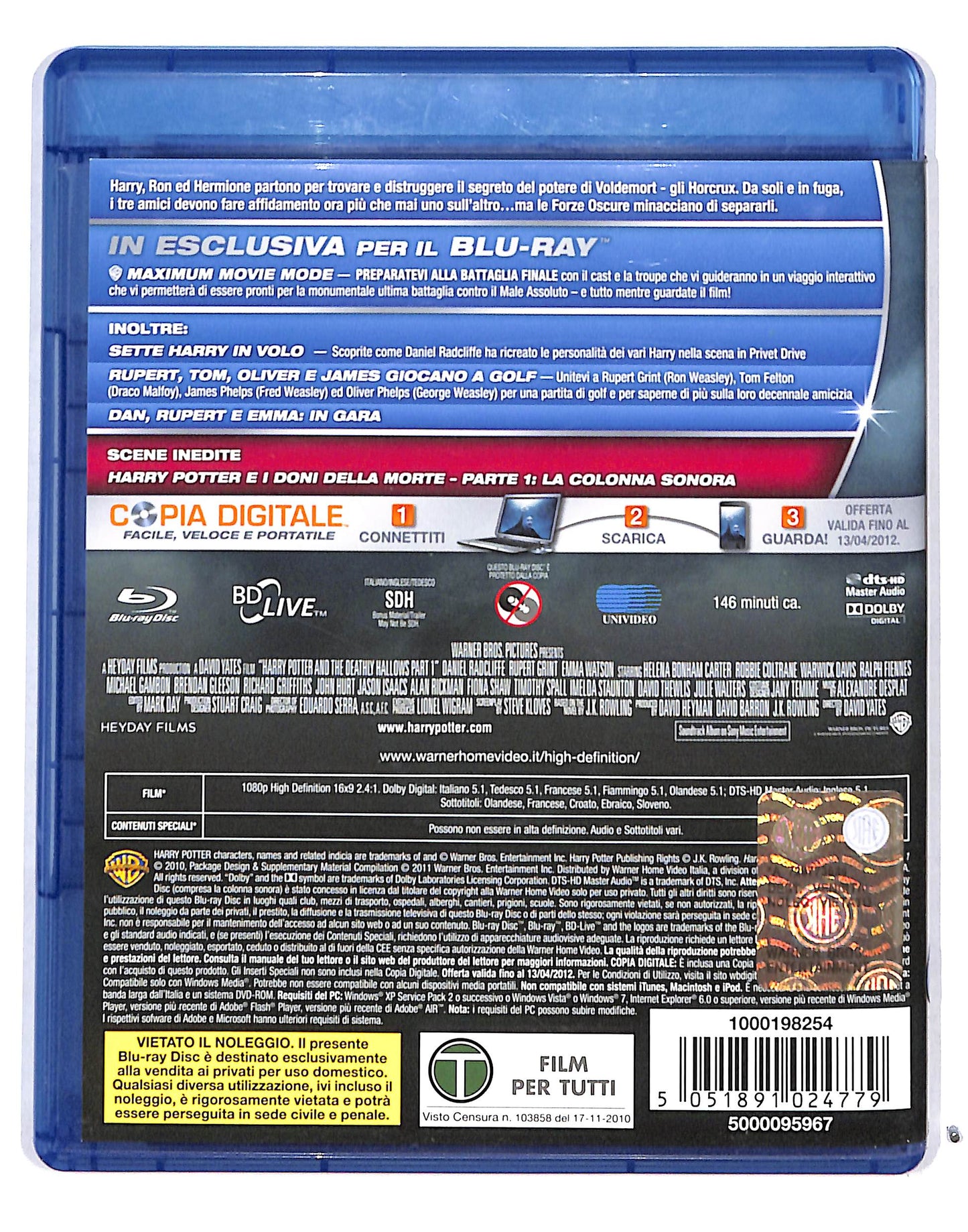 EBOND Harry Potter Doni Morte Prima Parte 2 BLURAY + copia Dig BLURAY DB686472