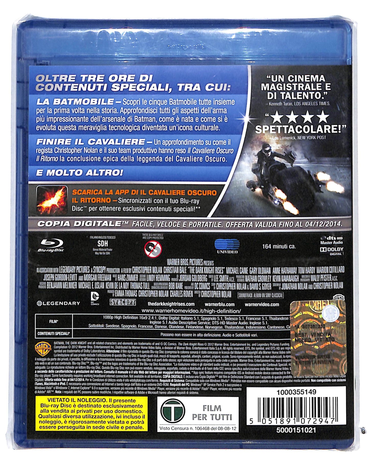 EBOND Il cavaliere oscuro - Il ritorno COPIA DIGITALE + 2 BLURAY BLURAY DB689656
