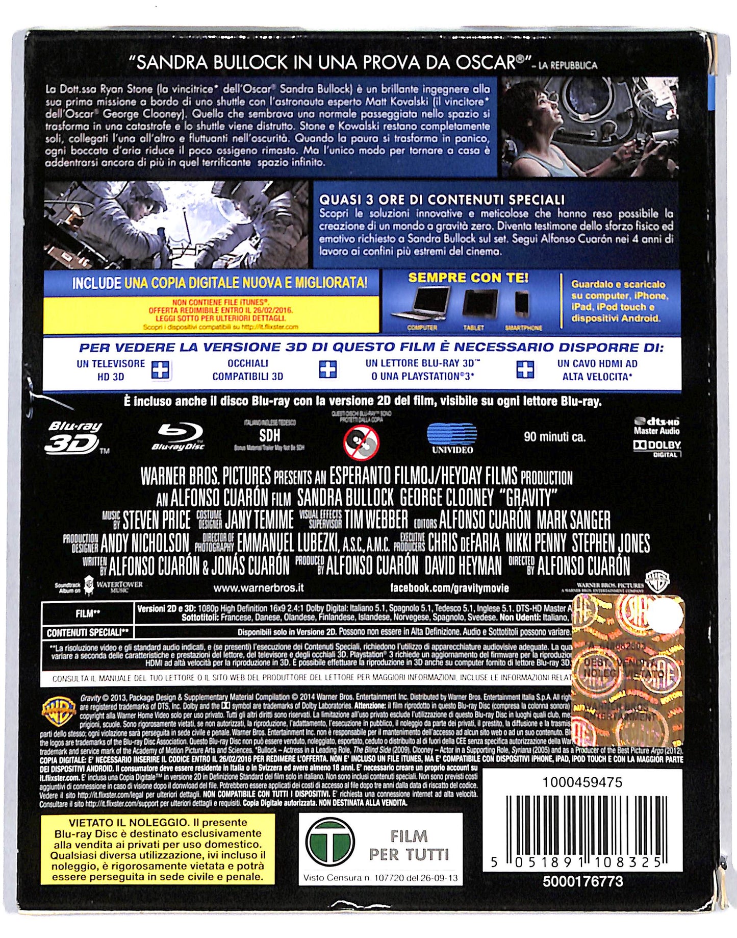 EBOND Gravity BLURAY 3D + BLURAY + COPIA DIGITALE BLURAY DB689769