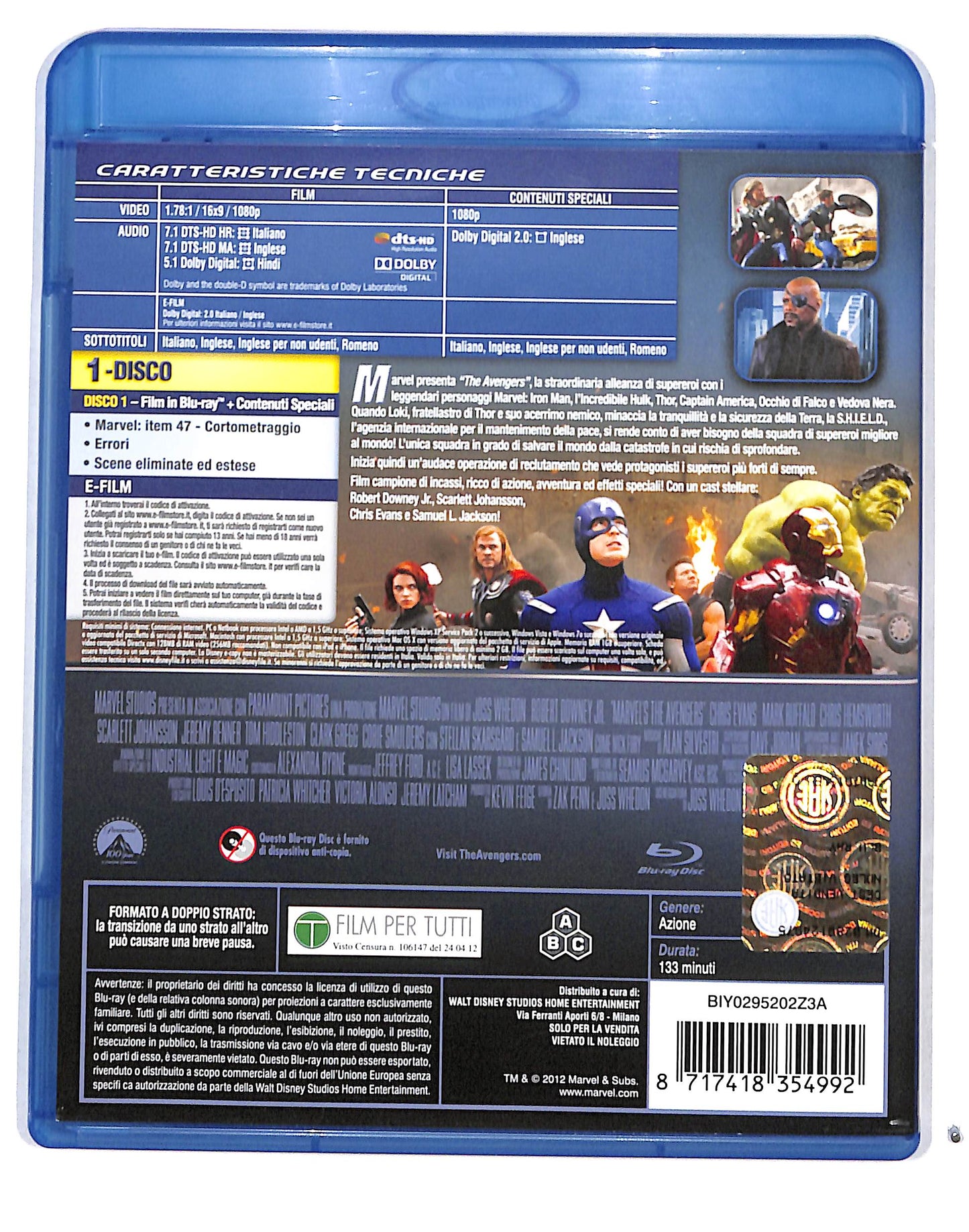 EBOND The avengers BLURAY - non contiene E-film BLURAY DB689777