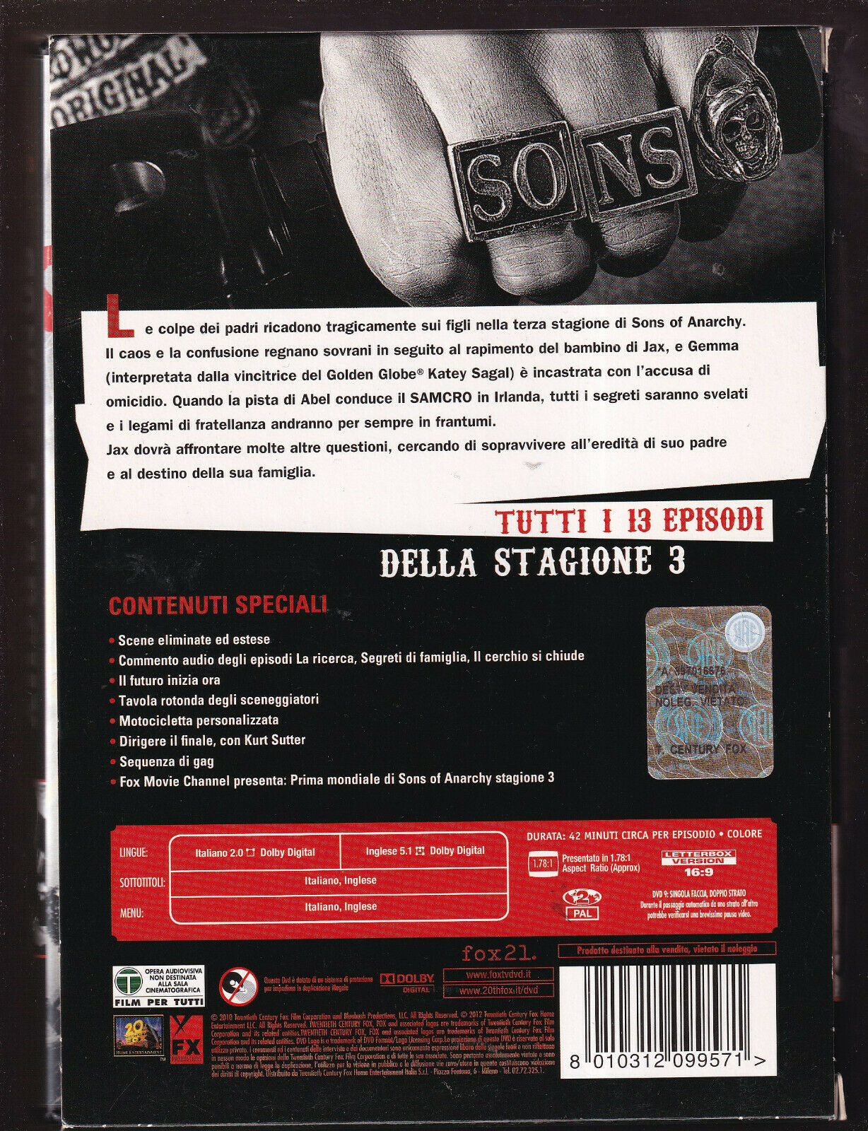 EBOND Sons Of Anarchy Stagione 3 DVD DB689838