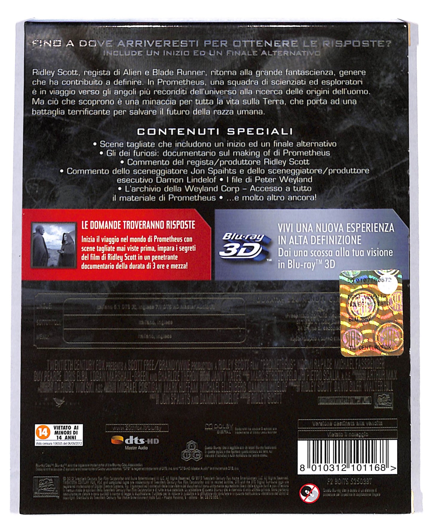 EBOND Prometheus BLURAY 3d + BLURAY + Copia digitale BLURAY DB690723