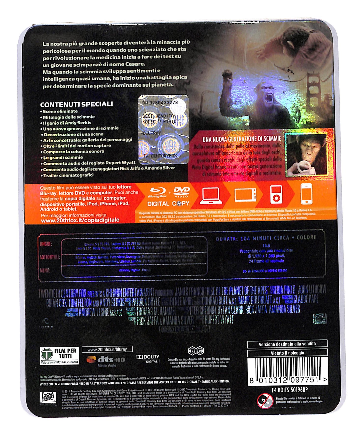 EBOND L'alba del pianeta delle scimmie + Copia Digitale + DVD BLURAY DB690724