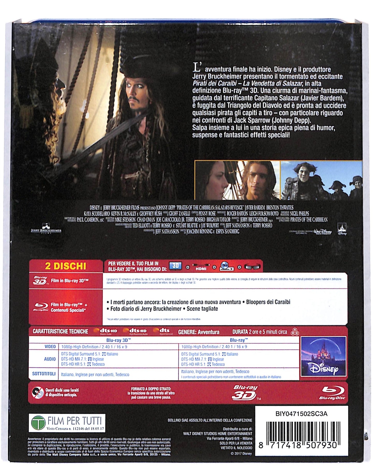 EBOND Pirati dei Caraibi La vendetta di Salazar BLURAY 3D BLURAY DB691167