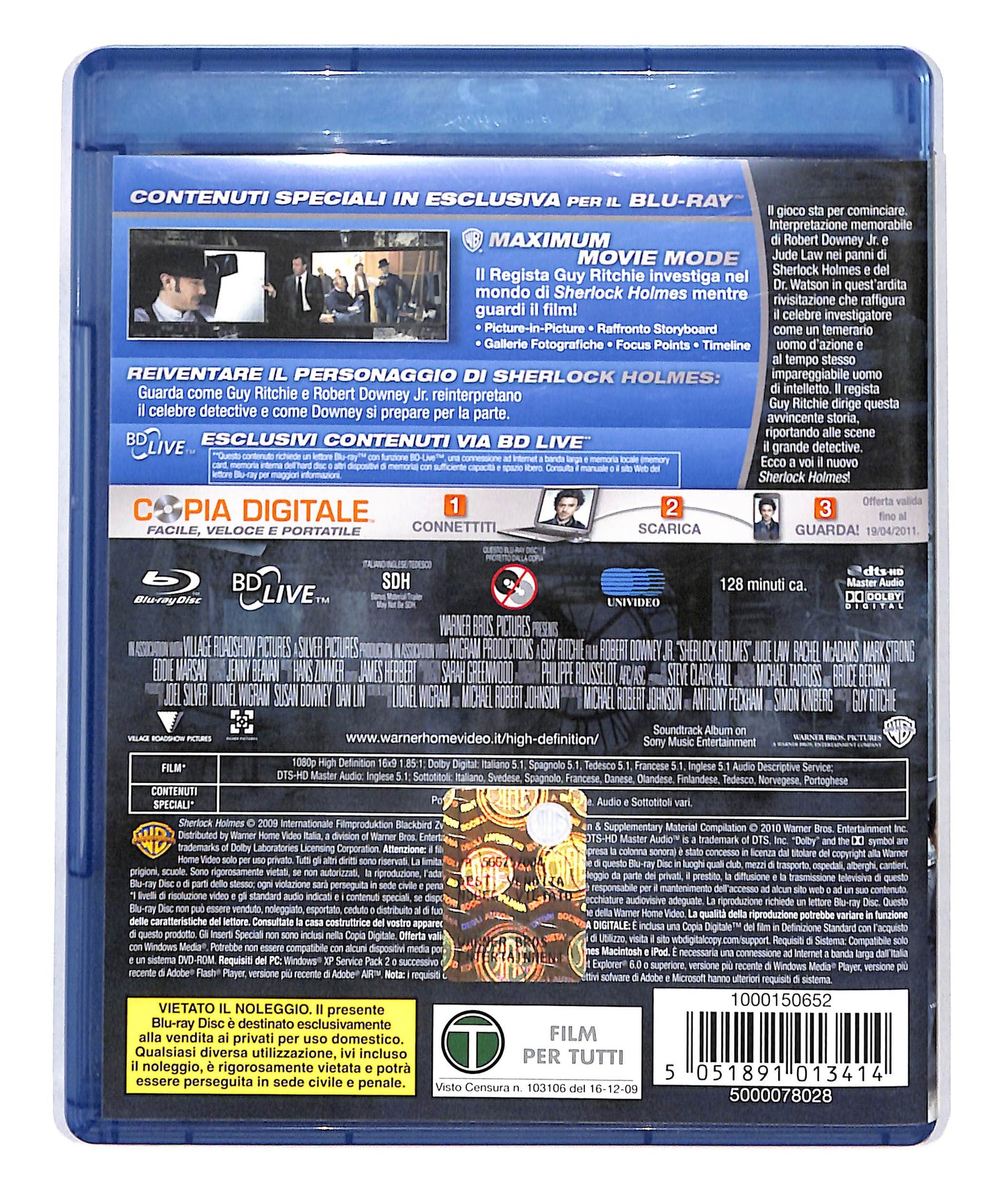 EBOND Sherlock Holmes + Copia Digitale + DVD BLURAY DB692230