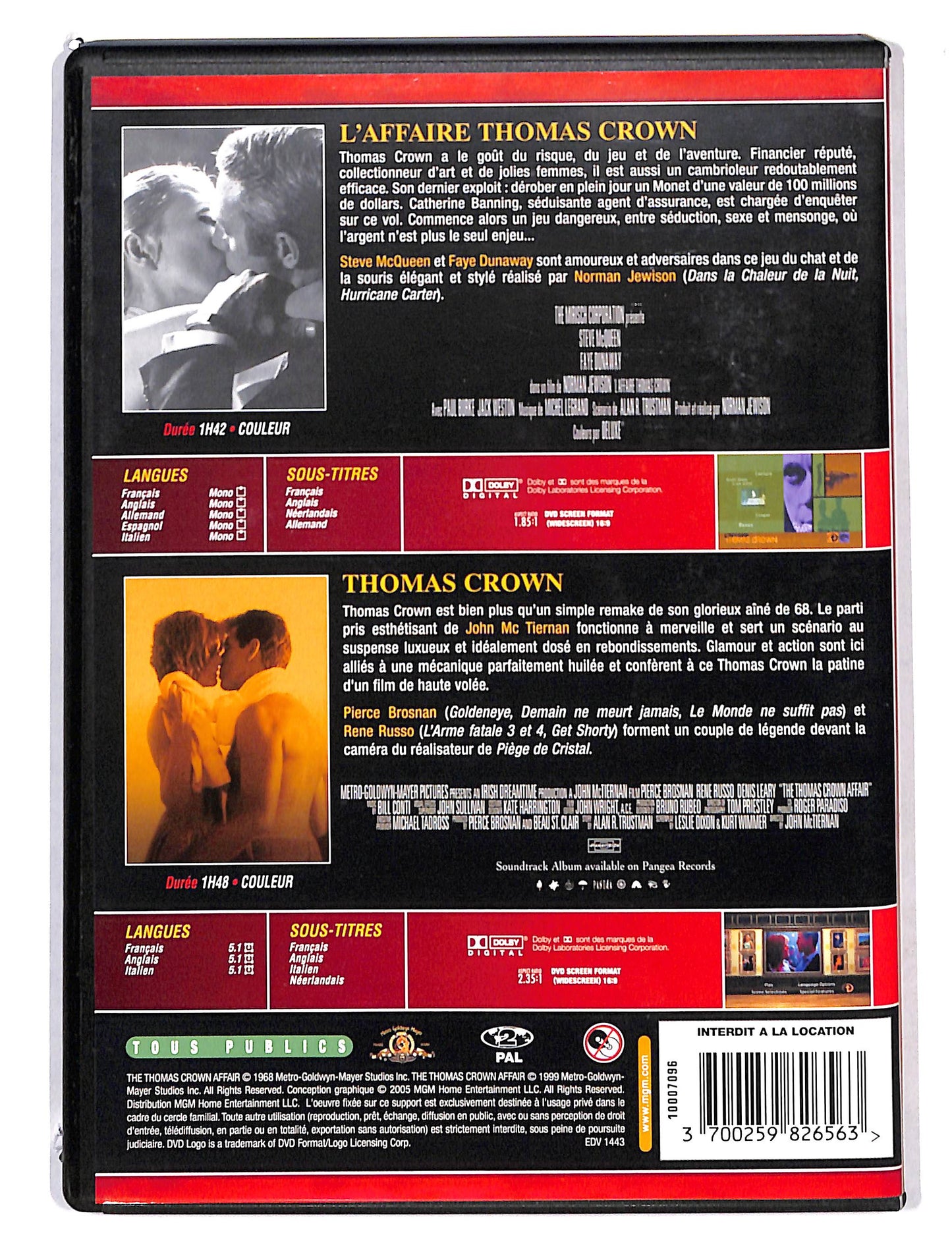 EBOND Thomas crown 68 - thomas crown 99 Ed. Francia DVD DB692727