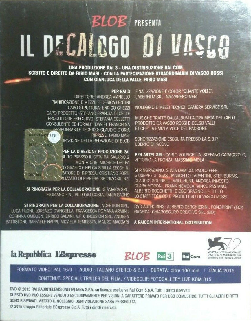 EBOND Il Decalogo Di Vasco [Digipack] Editoriale L'espresso DVD DB694634