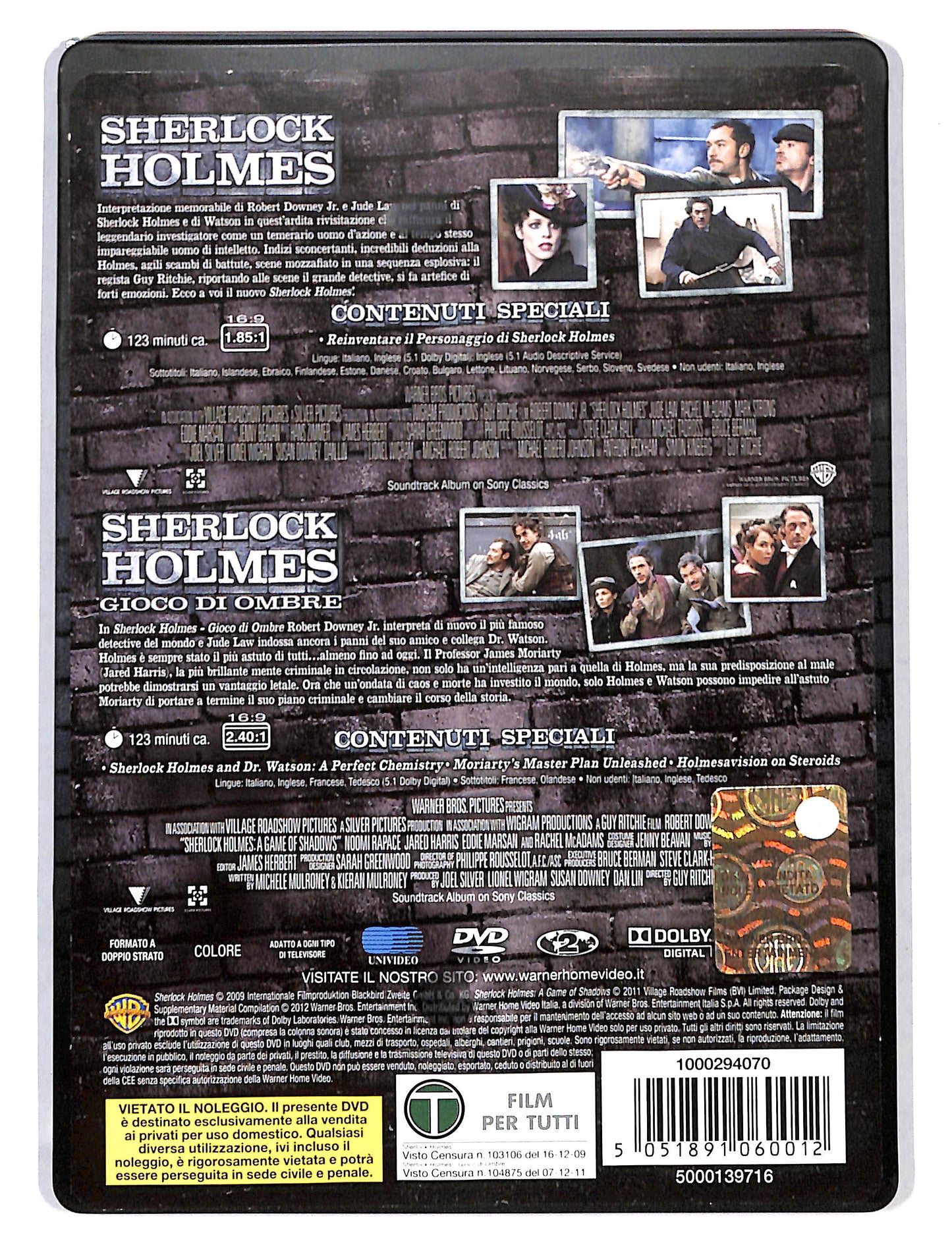 EBOND Sherlock Holmes + Sherlock Holmes - Gioco di Ombre STEELBOOK DVD DB695331