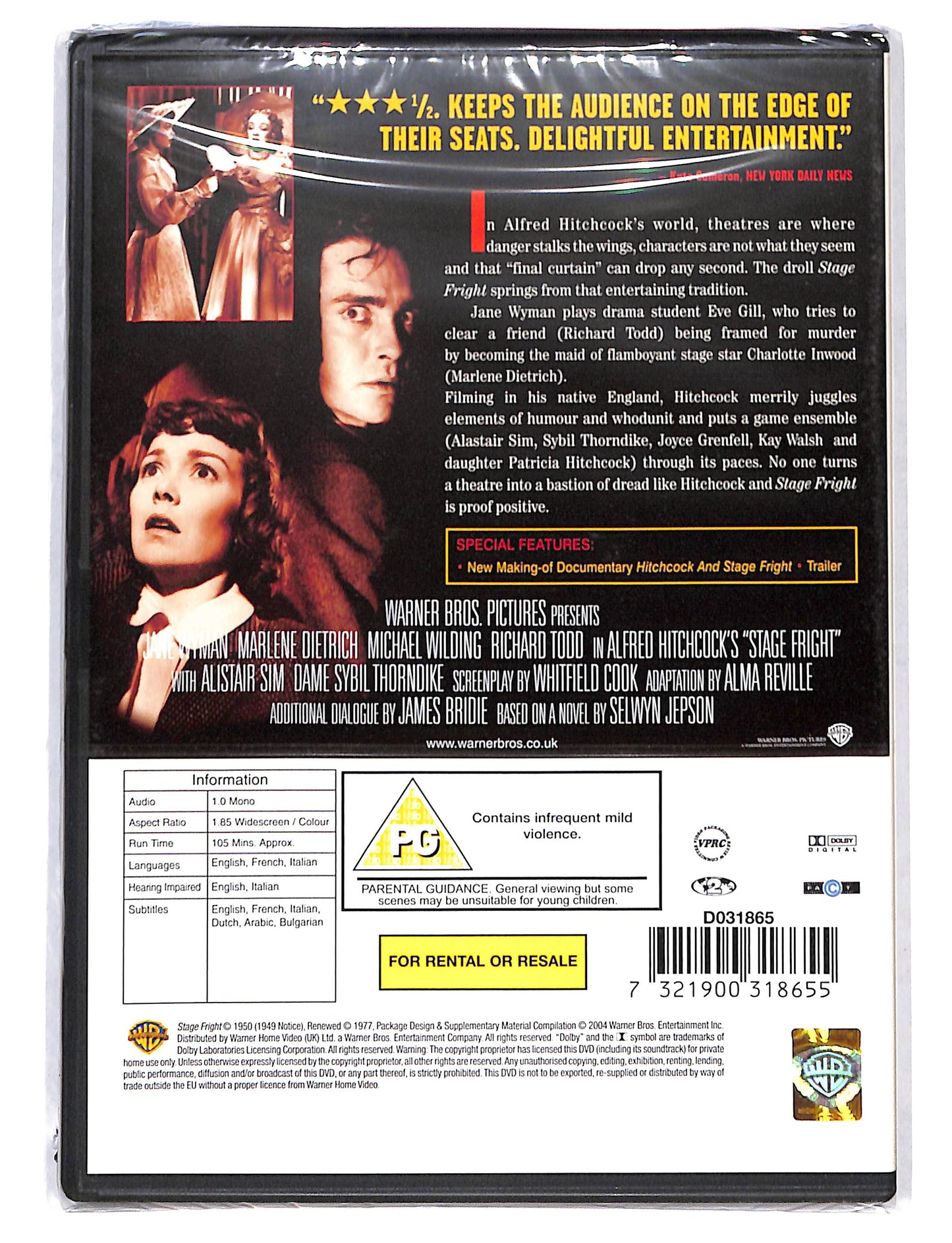 EBOND Stage Fright Edizione Regno Unito DVD DB695352