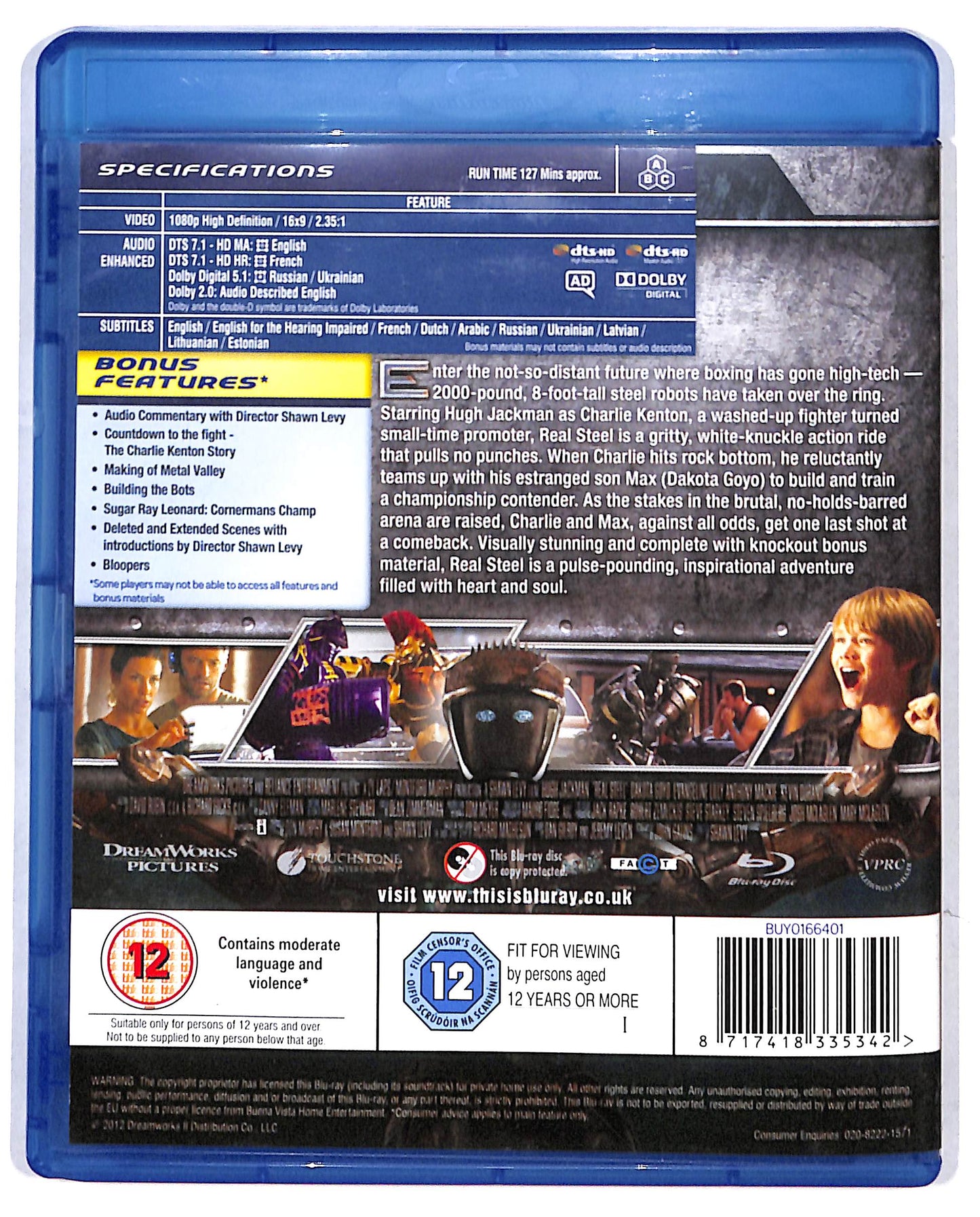 EBOND Real Steel Edizione Regno Unito BLURAY DB698835