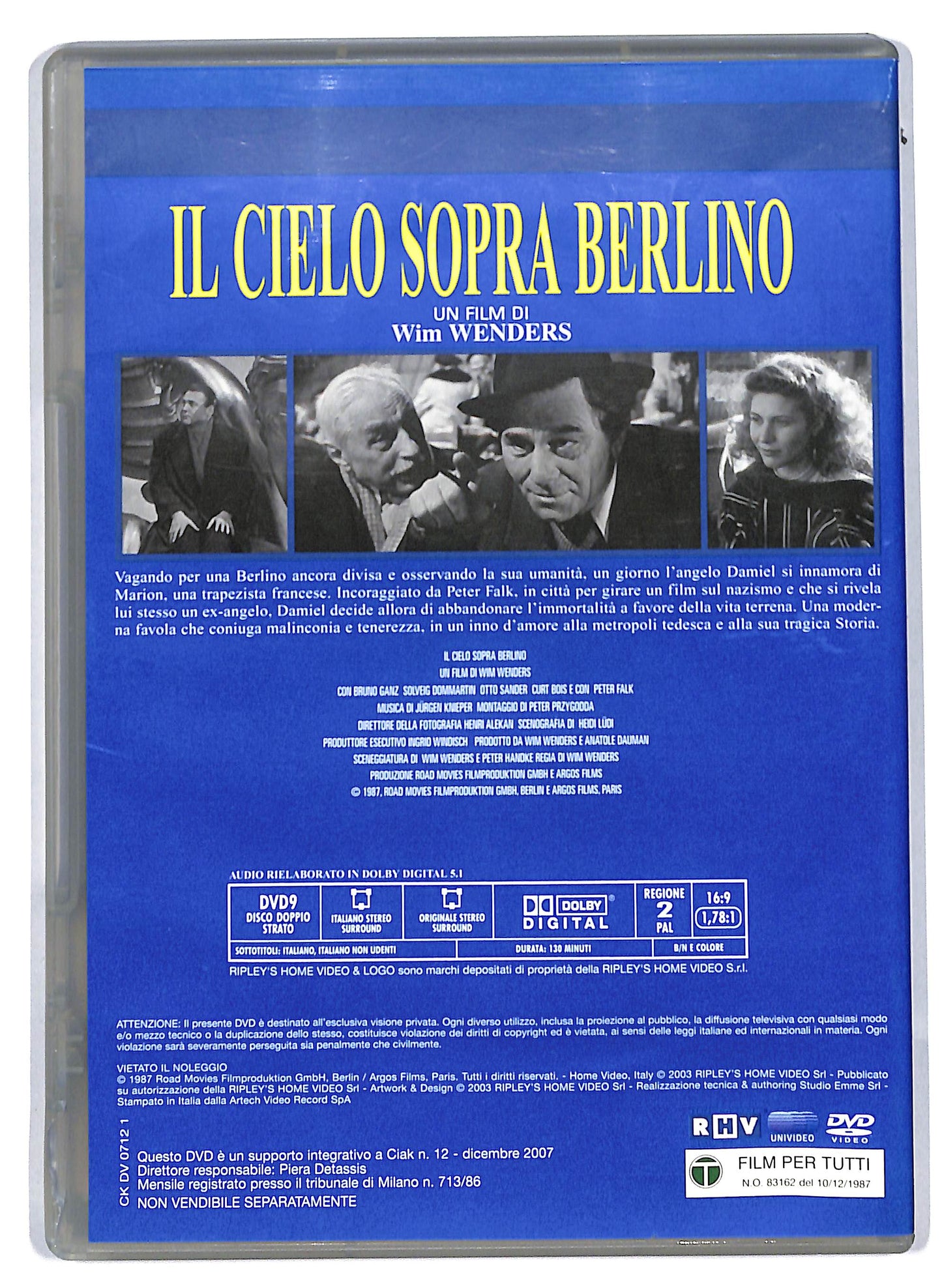 EBOND Il cielo sopra Berlino EDITORIALE DVD DB700142