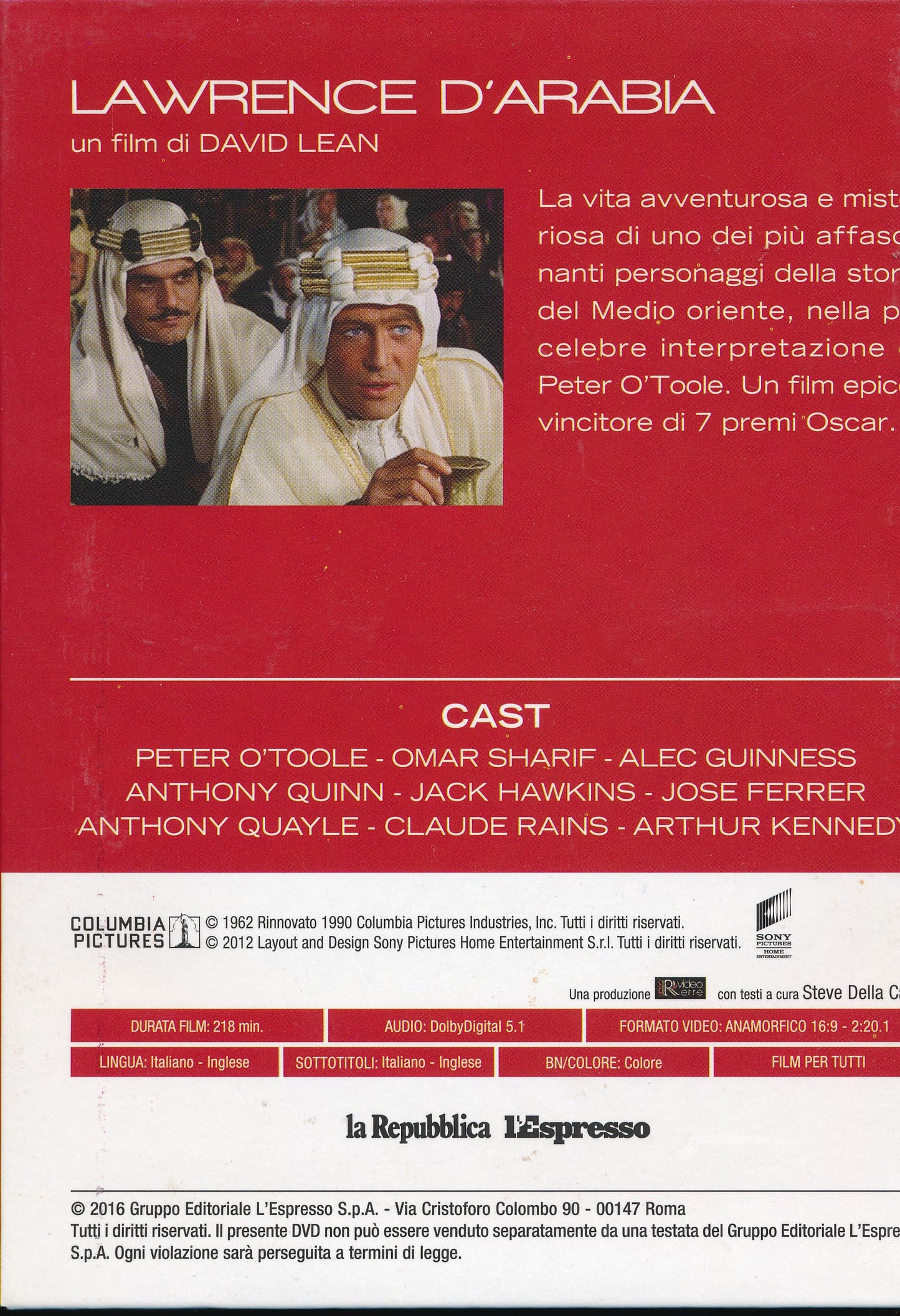 EBOND Lawrence D'Arabia [Editoriale L'Espresso] Digipack DVD DB702647