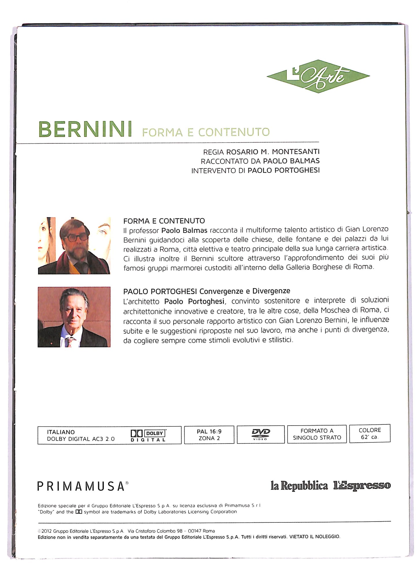 EBOND Bernini forma e contenuto EDITORIALE DIGIPACK DVD DB703143