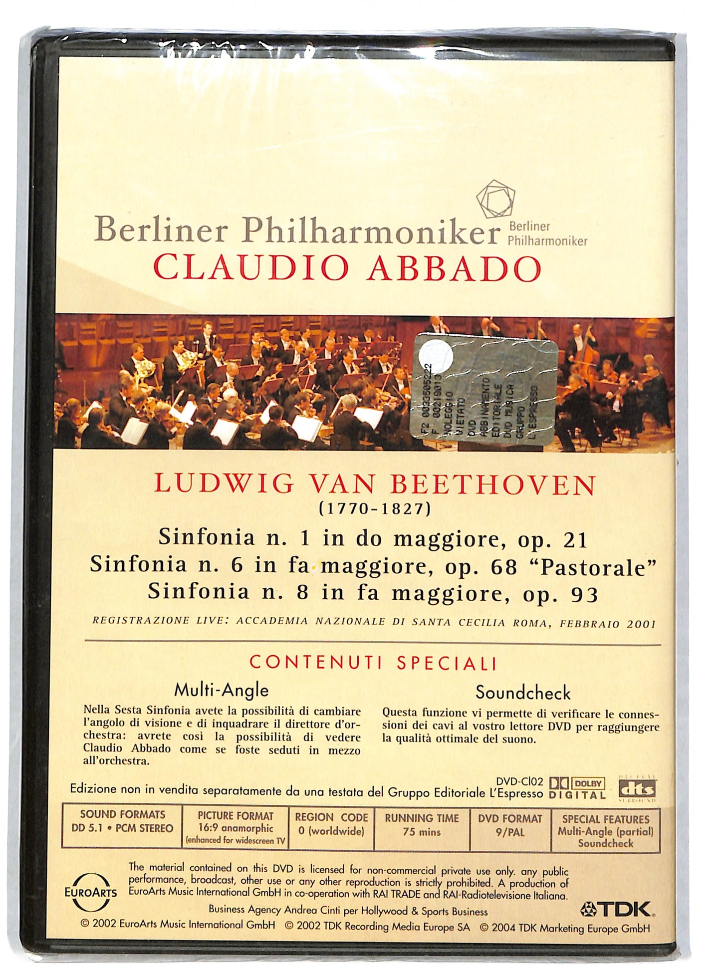 EBOND Beethoven sinfonie 1 - 6 - 8 Abbado EDITORIALE DVD DB704637