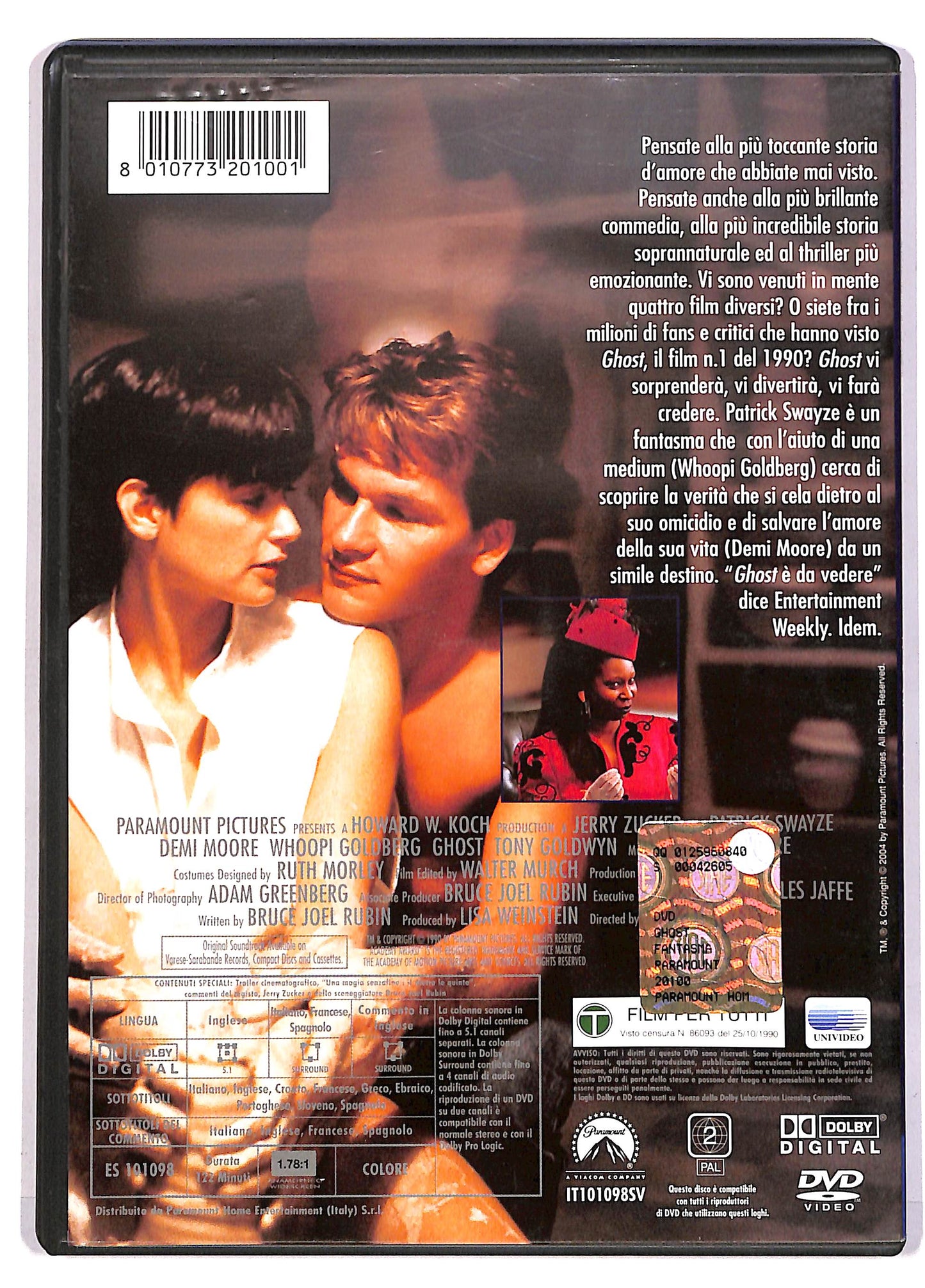 EBOND Ghost - Fantasma Con Patrick Swayze, Demi Moore DVD DB708463