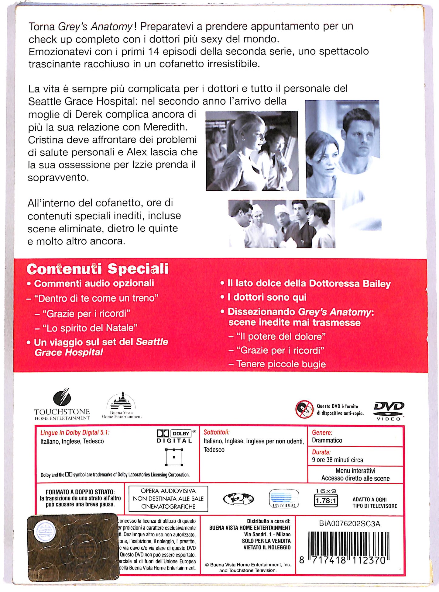 EBOND Grey's Anatomy - Seconda Serie - Parte Prima (4 dvd) SLIMCASE DVD DB710620