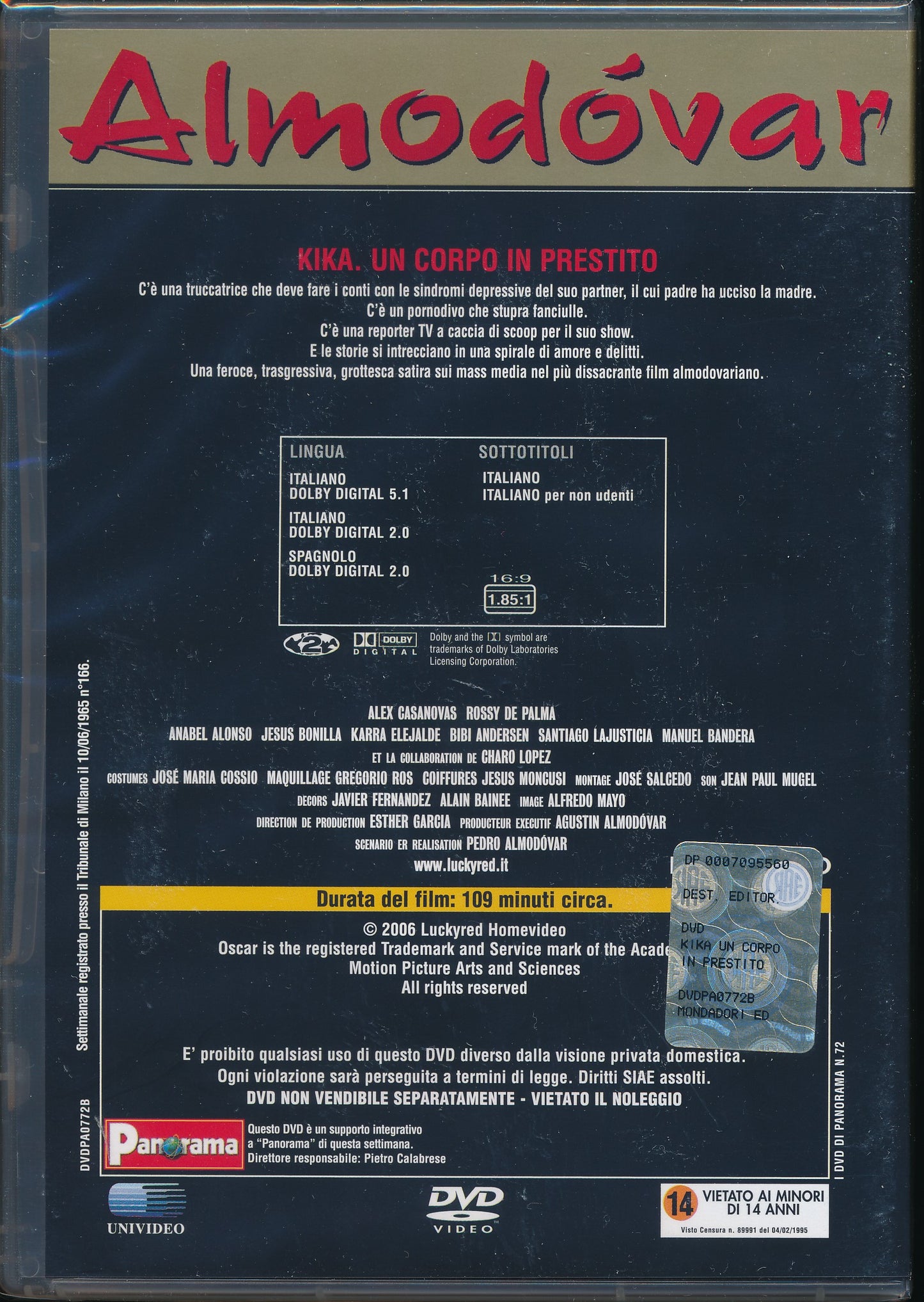 EBOND Kika. Un corpo in prestito - Almodovar [Editoriale Panorama] DVD DB710908