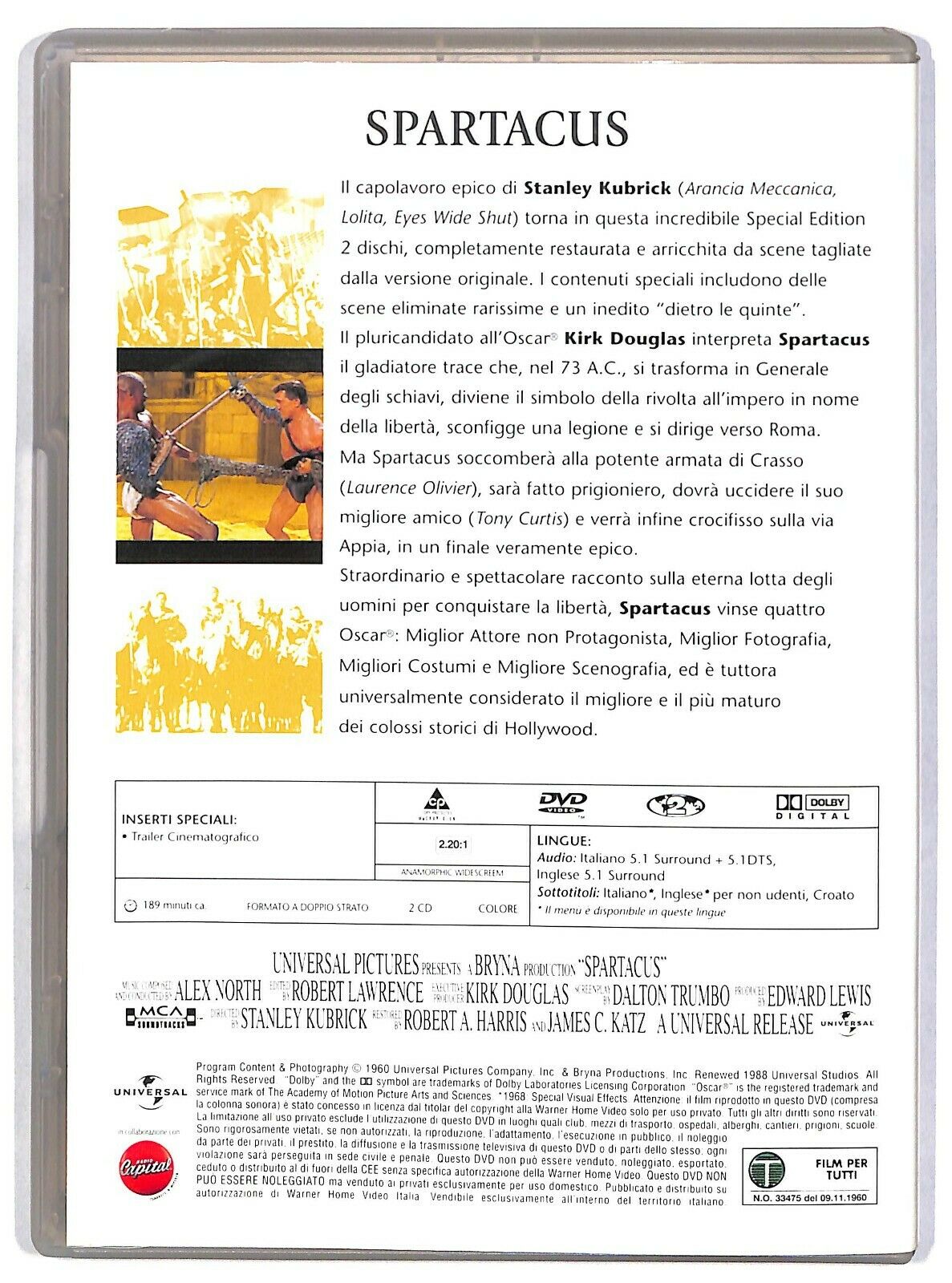 EBOND Spartacus Di Stanley Kubrick Special Edition (2) Editoriale DVD DB710959
