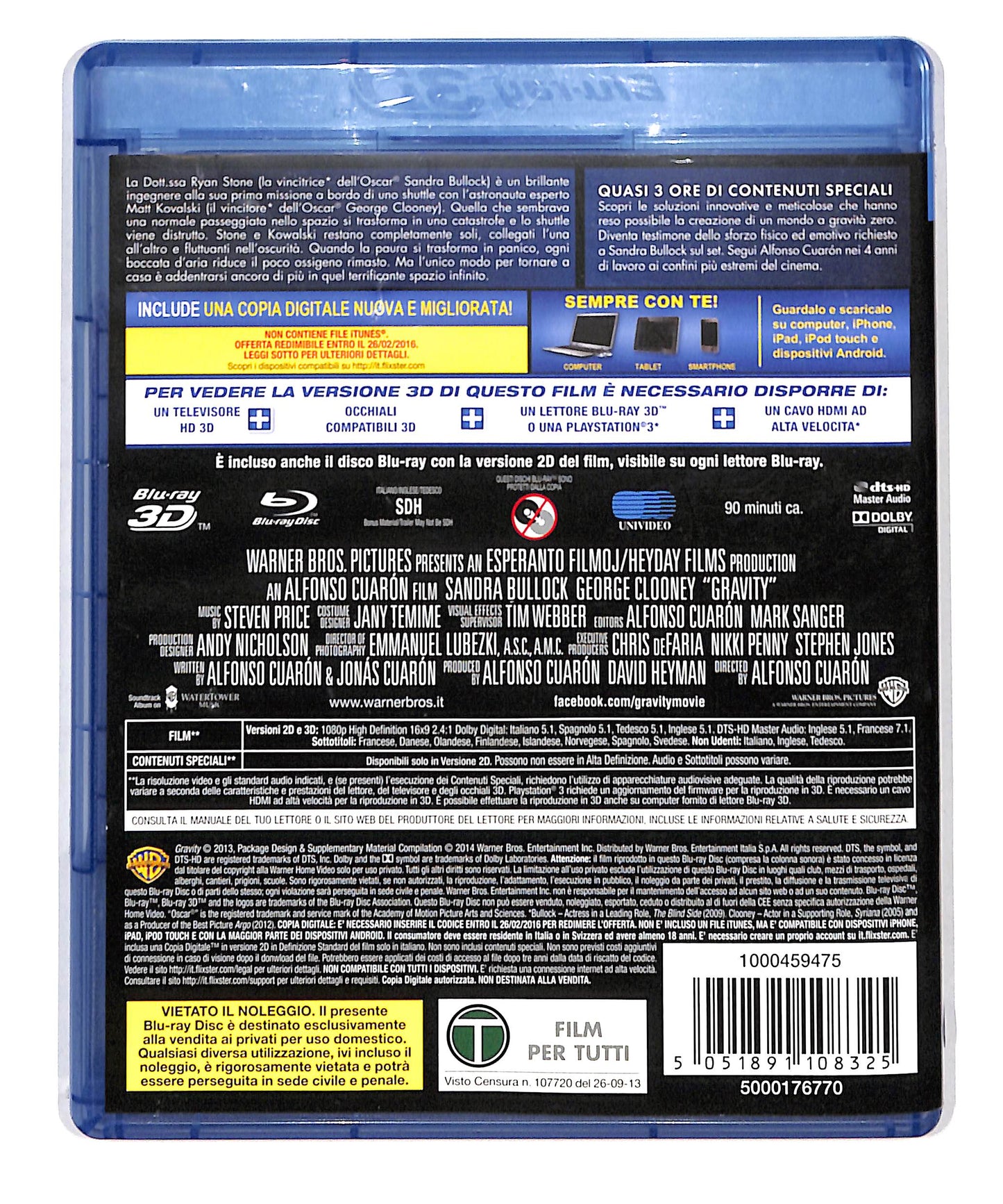 EBOND Gravity 3D + Copia digitale BLURAY BLURAY DB712901