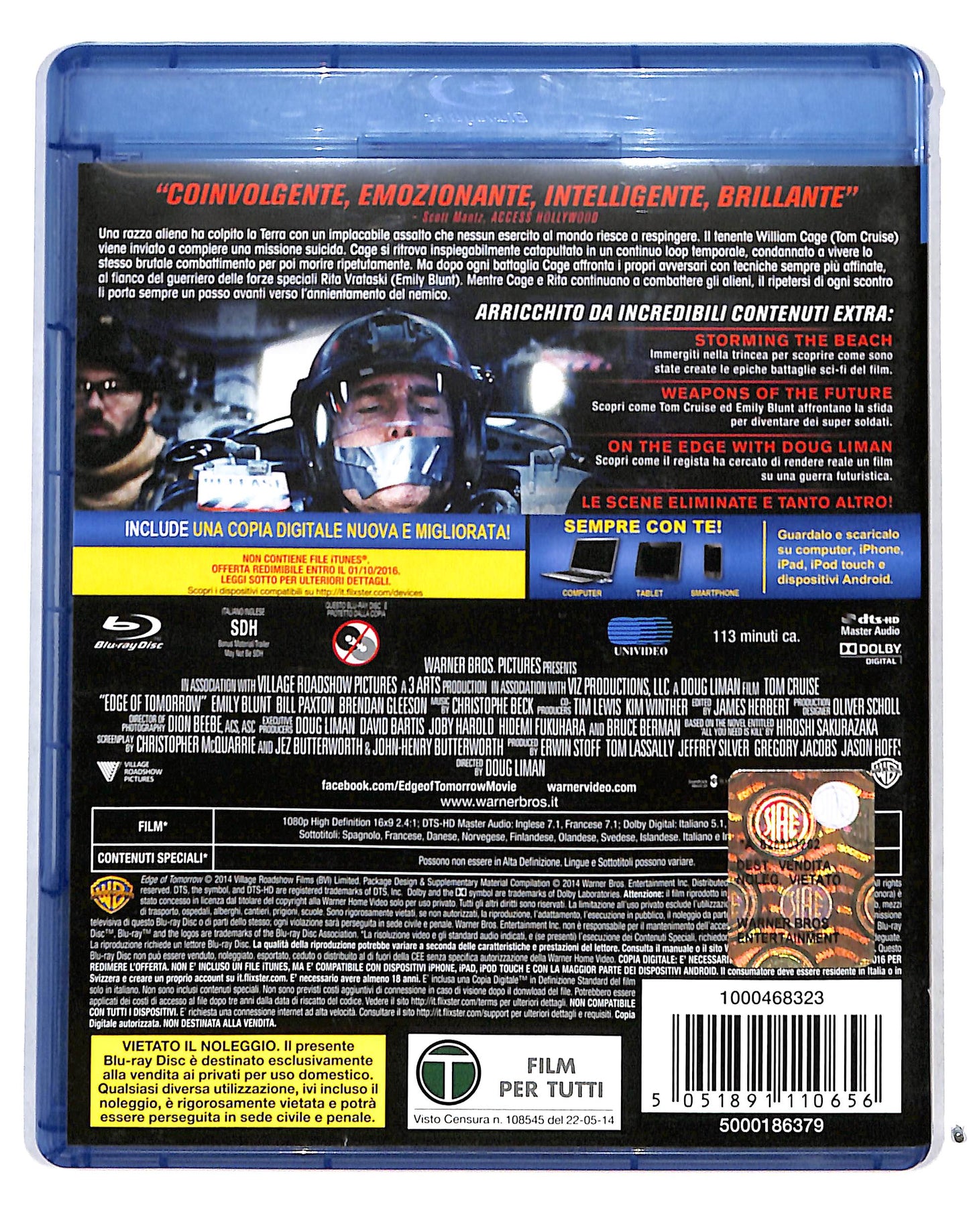 EBOND Edge Of Tomorrow - Senza Domani BLURAY + Copia Digitale BLURAY DB713204