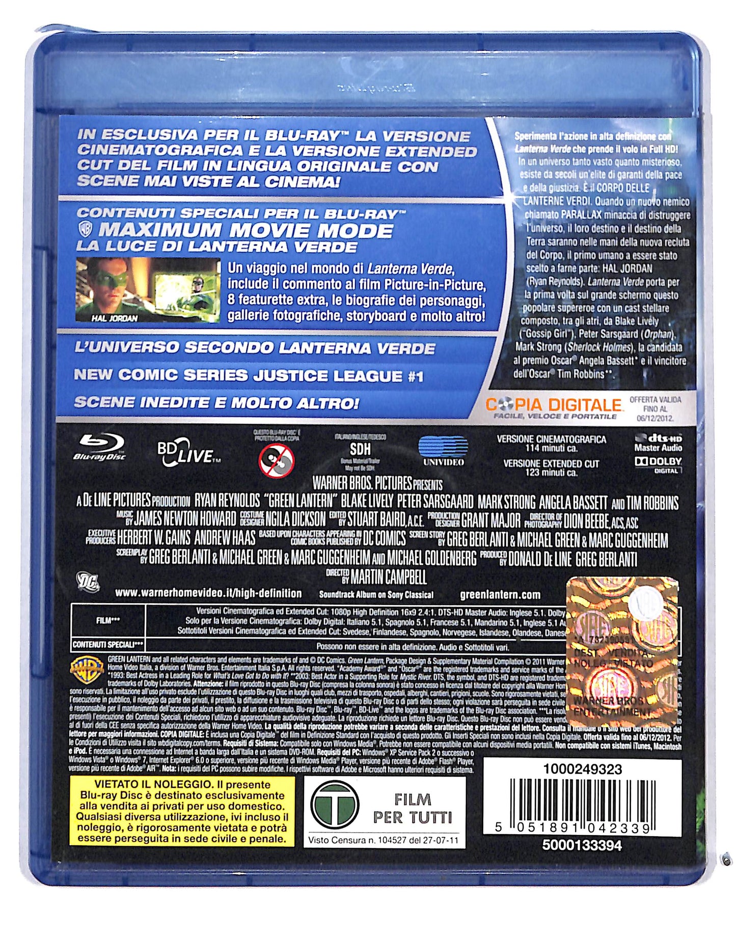 EBOND Lanterna Verde BLURAY + DVD NO COPIA DIGITALE BLURAY DB713237