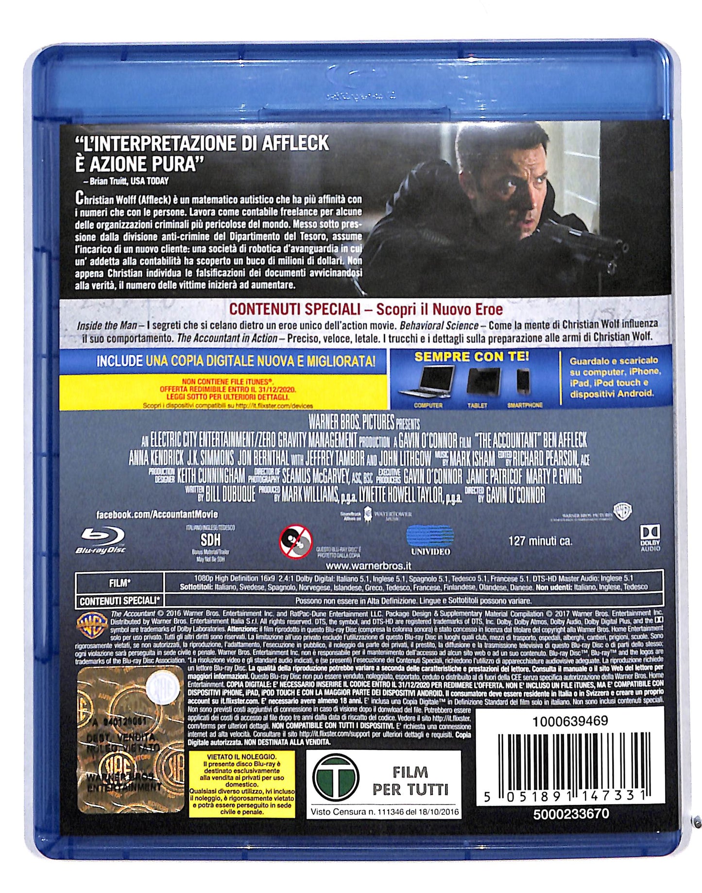 EBOND The Accountant BLURAY + COPIA DIGITALE BLURAY DB713275