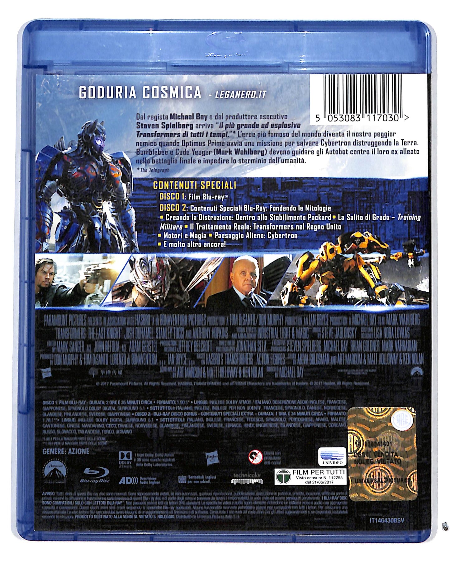 EBOND Transformers L'ultimo Cavaliere BLURAY+ BLURAY bonus disc BLURAY DB715145