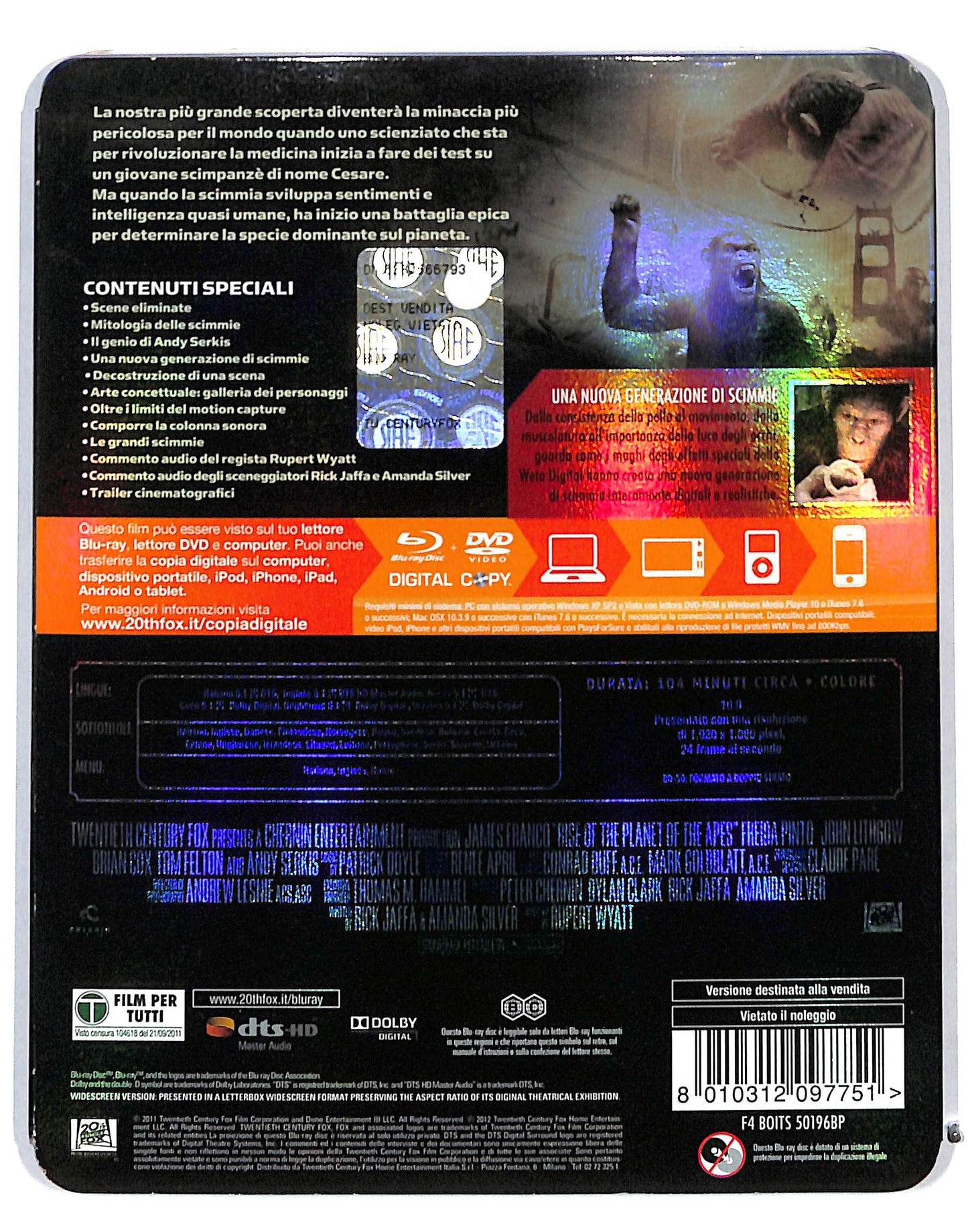 EBOND L'alba del pianeta delle scimmie BLURAY +DVD Copia Digitale BLURAY DB715176